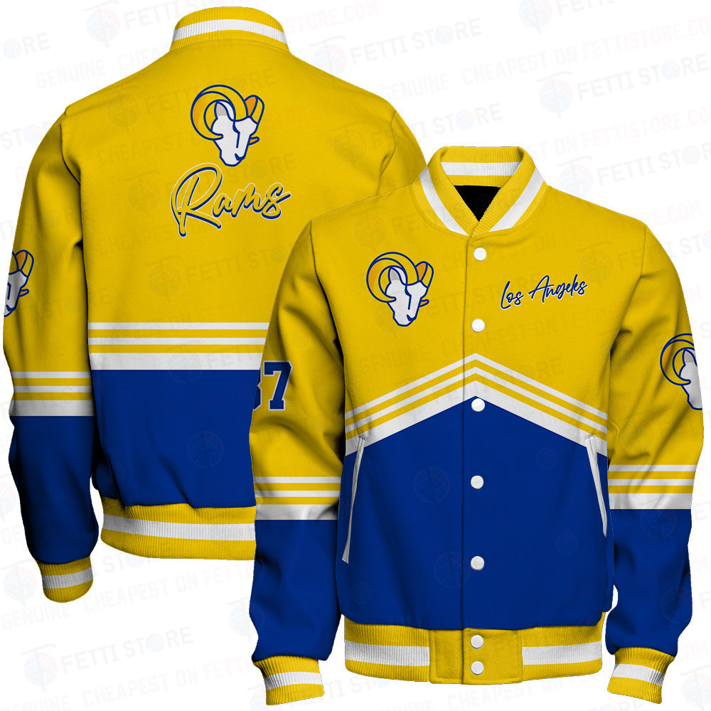 Los Angeles Rams - National Football League AOP Varsity Jacket V4 - Famjoys Los Angeles Rams - National Football League AOP Varsity Jacket V4 - Famjoys