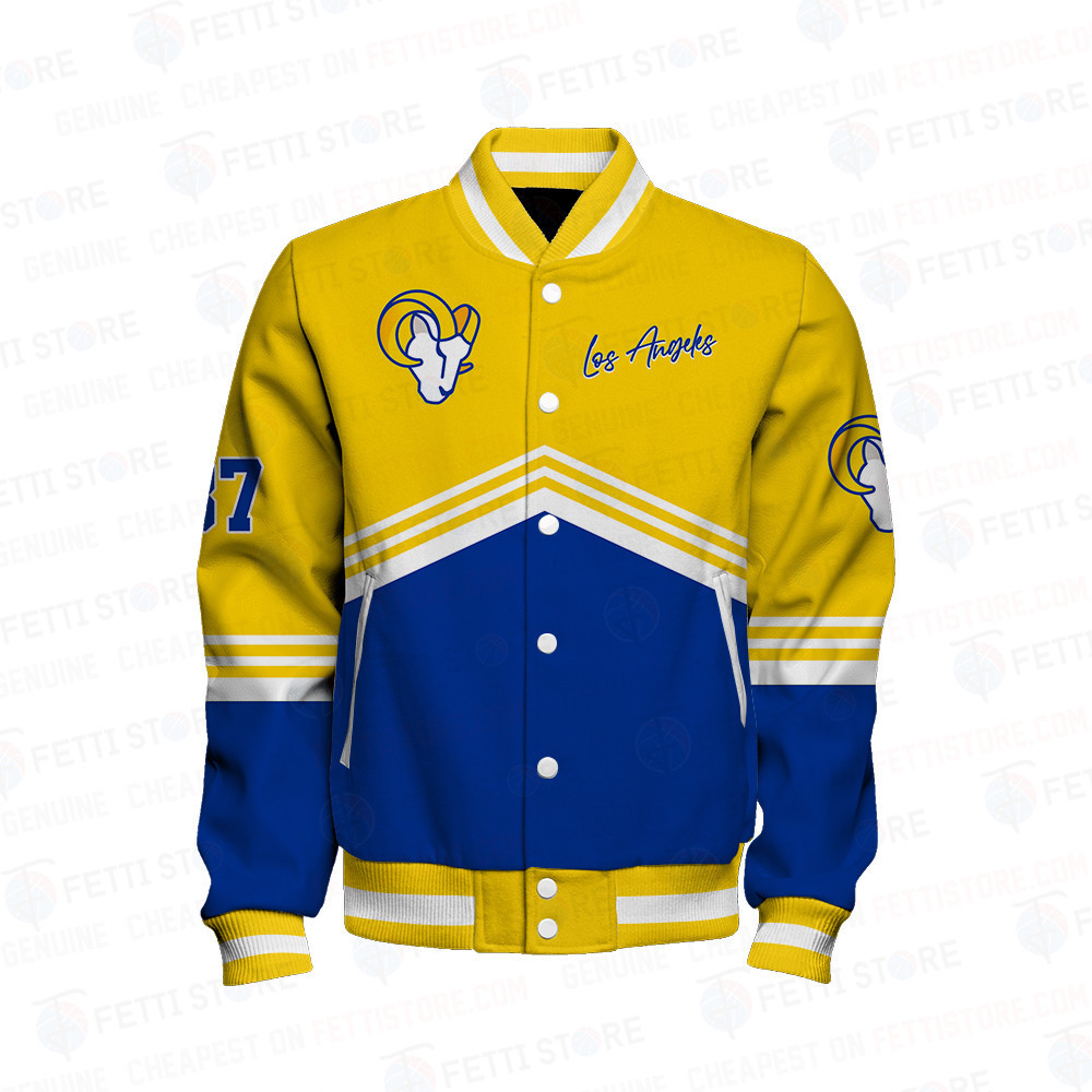 Los Angeles Rams - National Football League AOP Varsity Jacket V4 - Famjoys Los Angeles Rams - National Football League AOP Varsity Jacket V4 - Famjoys