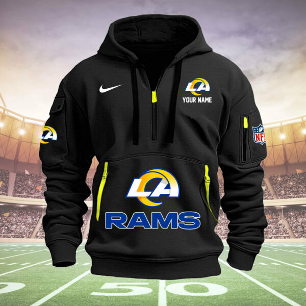 Los Angeles Rams New Personalized Quarter Zip Hoodie AZBTQZH000023 - Famjoys Los Angeles Rams New Personalized Quarter Zip Hoodie AZBTQZH000023 - Famjoys