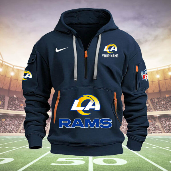 Los Angeles Rams New Personalized Quarter Zip Hoodie AZBTQZH000023 - Famjoys Los Angeles Rams New Personalized Quarter Zip Hoodie AZBTQZH000023 - Famjoys