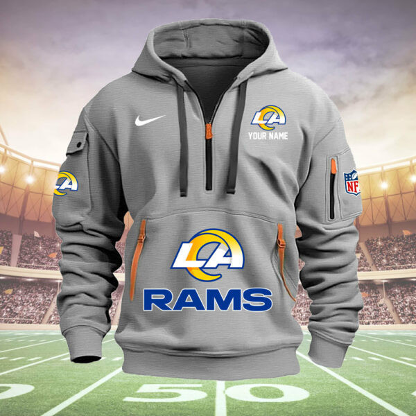 Los Angeles Rams New Personalized Quarter Zip Hoodie AZBTQZH000023 - Famjoys Los Angeles Rams New Personalized Quarter Zip Hoodie AZBTQZH000023 - Famjoys