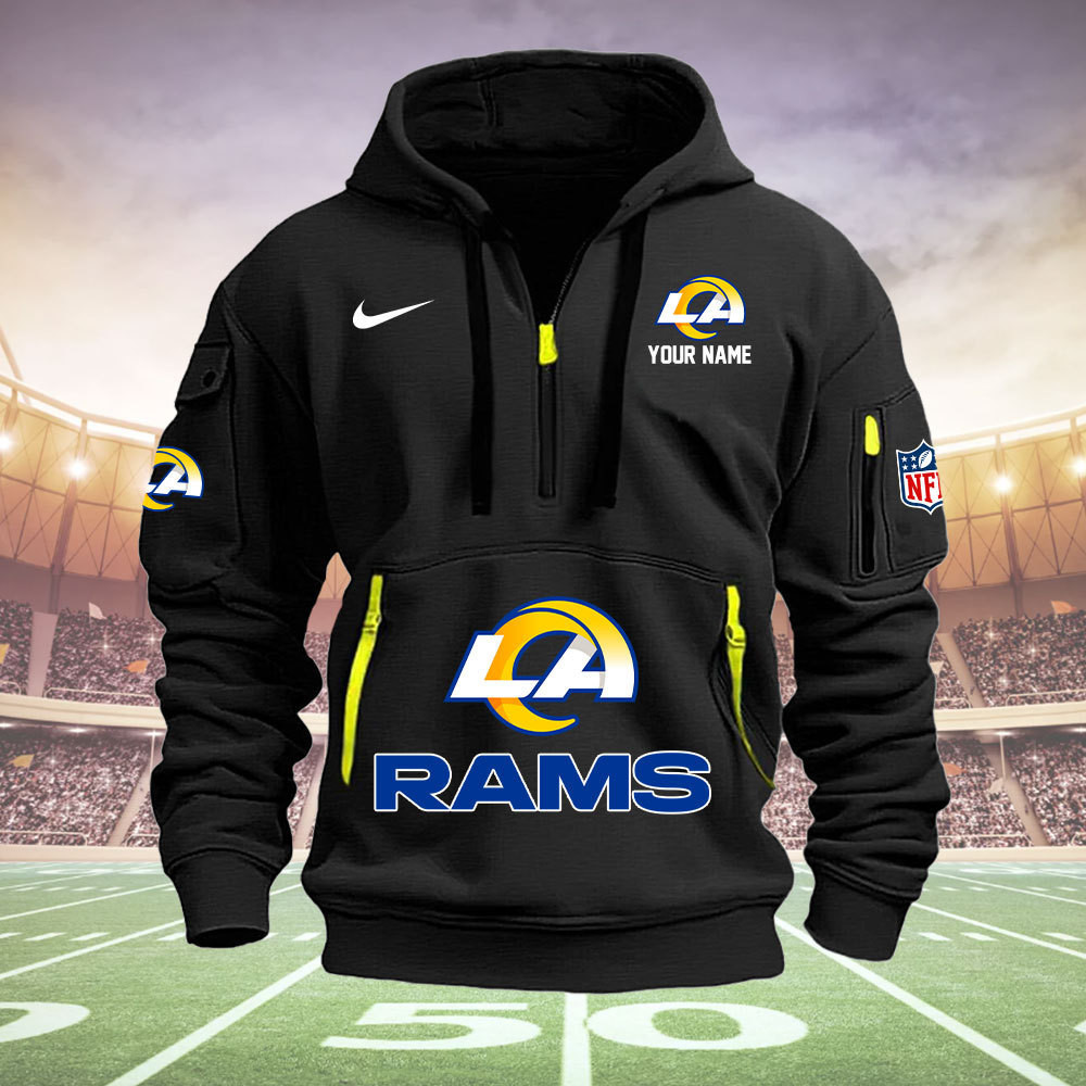 Los Angeles Rams New Personalized Quarter Zip Hoodie AZBTQZH000023 - Famjoys Los Angeles Rams New Personalized Quarter Zip Hoodie AZBTQZH000023 - Famjoys