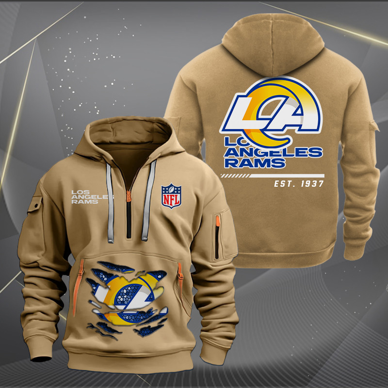 Los Angeles Rams New Personalized Quarter Zip Hoodie AZBTQZH000113 - Famjoys Los Angeles Rams New Personalized Quarter Zip Hoodie AZBTQZH000113 - Famjoys