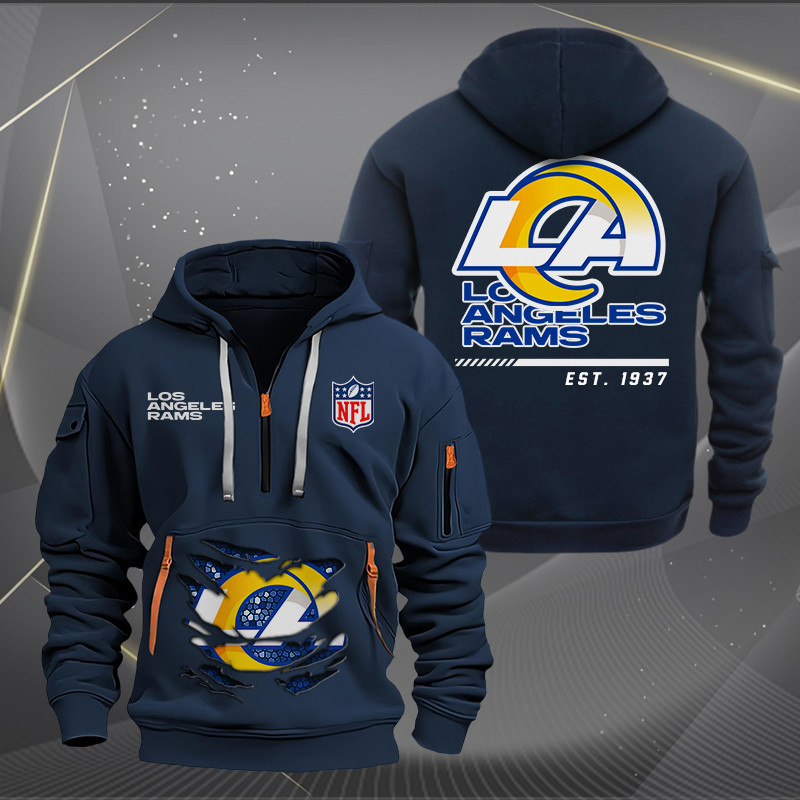 Los Angeles Rams New Personalized Quarter Zip Hoodie AZBTQZH000113 - Famjoys Los Angeles Rams New Personalized Quarter Zip Hoodie AZBTQZH000113 - Famjoys