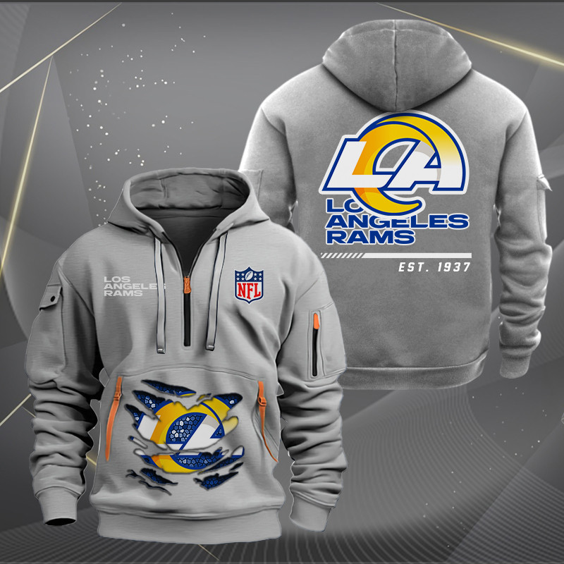 Los Angeles Rams New Personalized Quarter Zip Hoodie AZBTQZH000113 - Famjoys Los Angeles Rams New Personalized Quarter Zip Hoodie AZBTQZH000113 - Famjoys