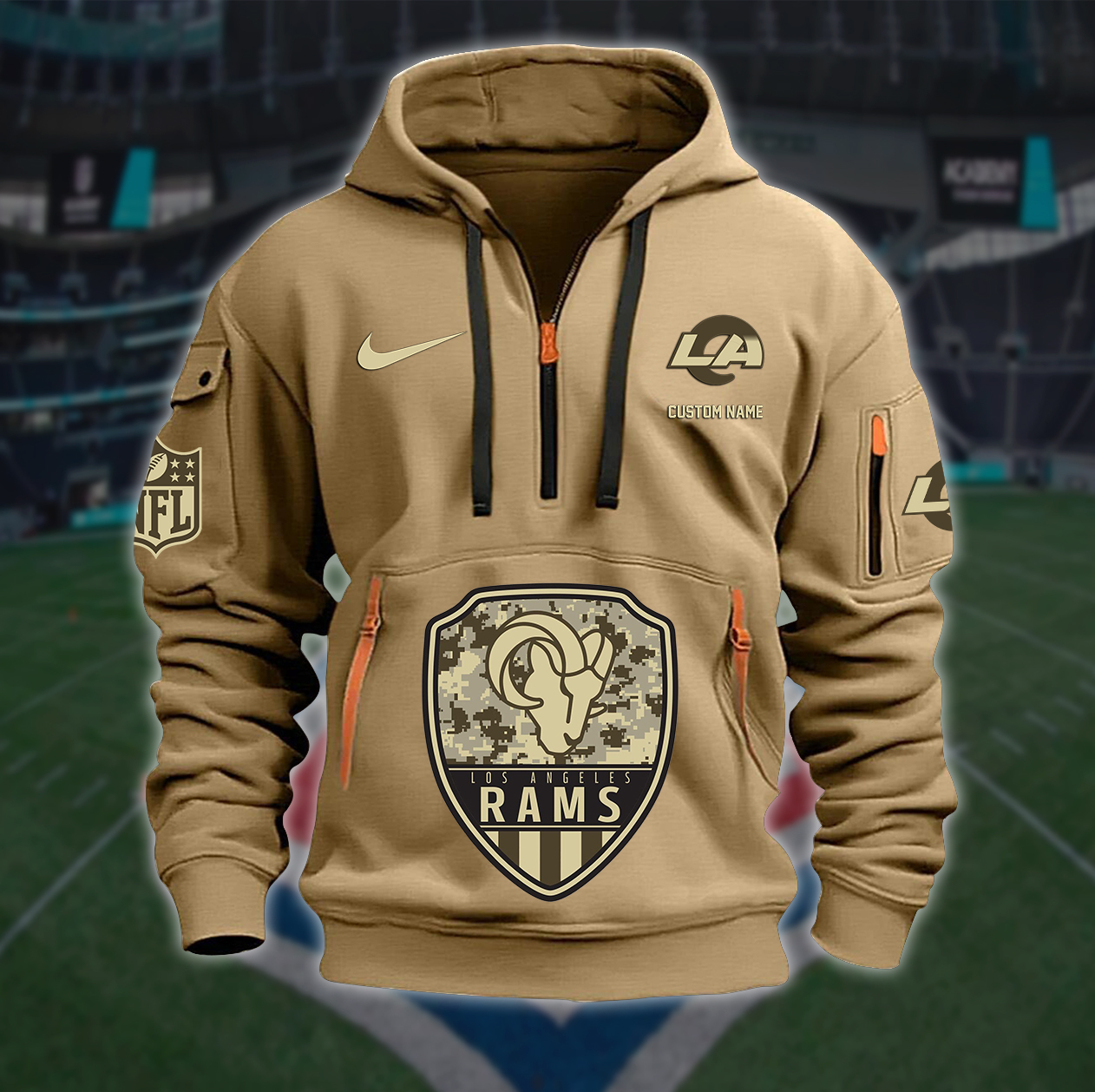 Los Angeles Rams New Personalized Quarter Zip Hoodie AZBTQZH000201 - Famjoys Los Angeles Rams New Personalized Quarter Zip Hoodie AZBTQZH000201 - Famjoys