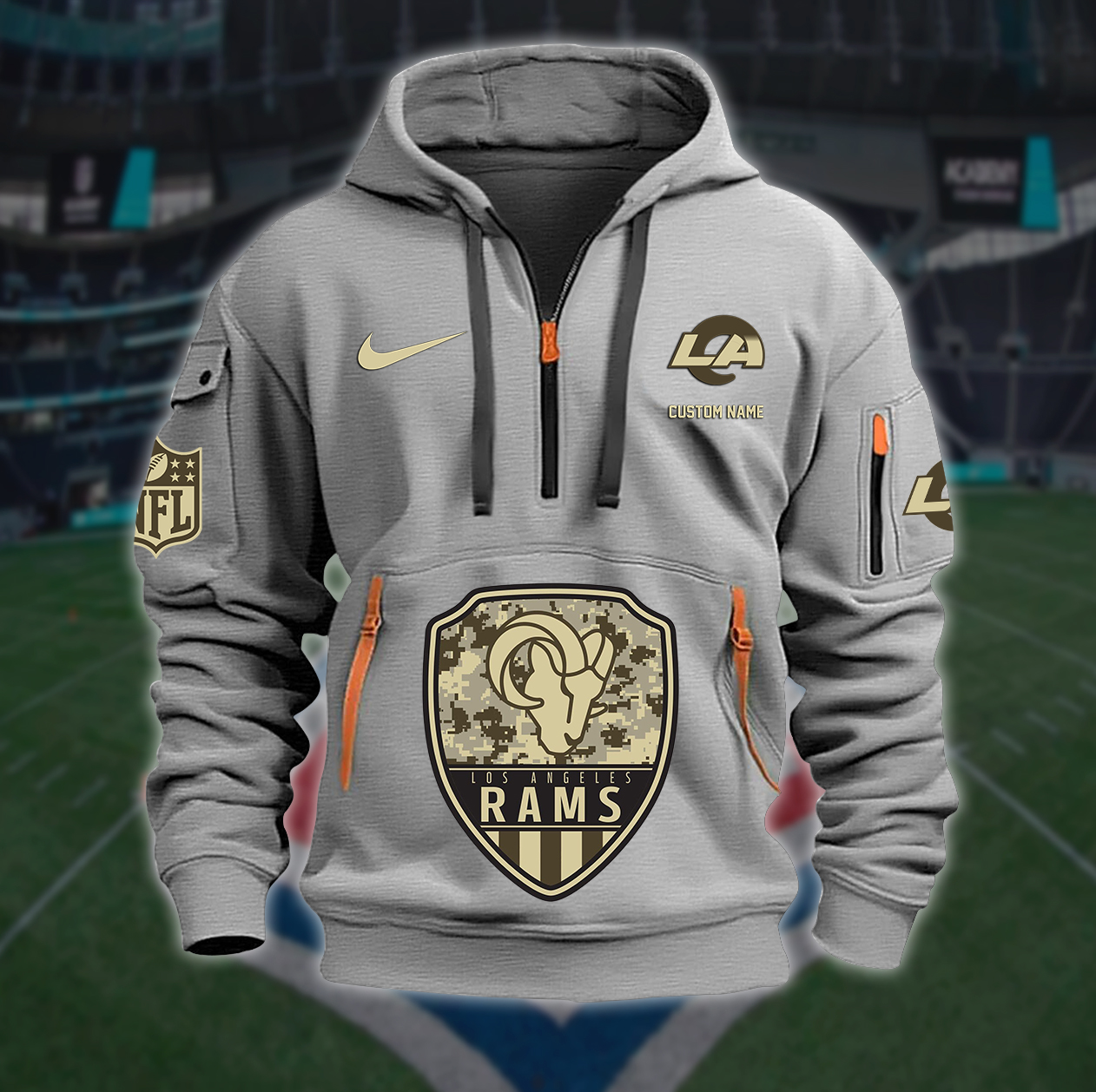 Los Angeles Rams New Personalized Quarter Zip Hoodie AZBTQZH000201 - Famjoys Los Angeles Rams New Personalized Quarter Zip Hoodie AZBTQZH000201 - Famjoys