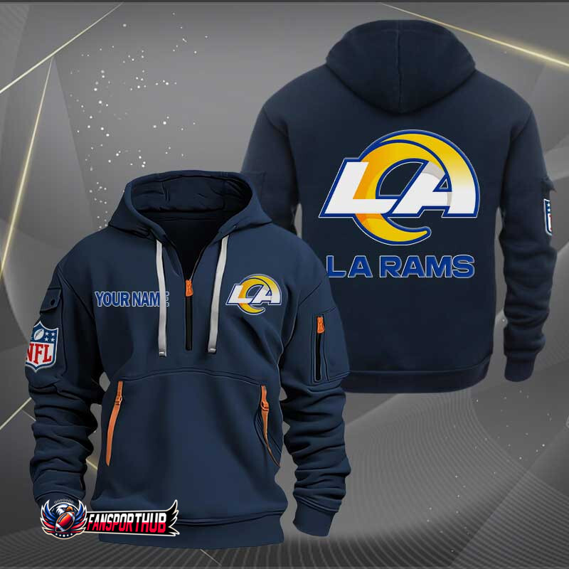 Los Angeles Rams New Personalized Quarter Zip Hoodie AZBTQZH000223 - Famjoys Los Angeles Rams New Personalized Quarter Zip Hoodie AZBTQZH000223 - Famjoys