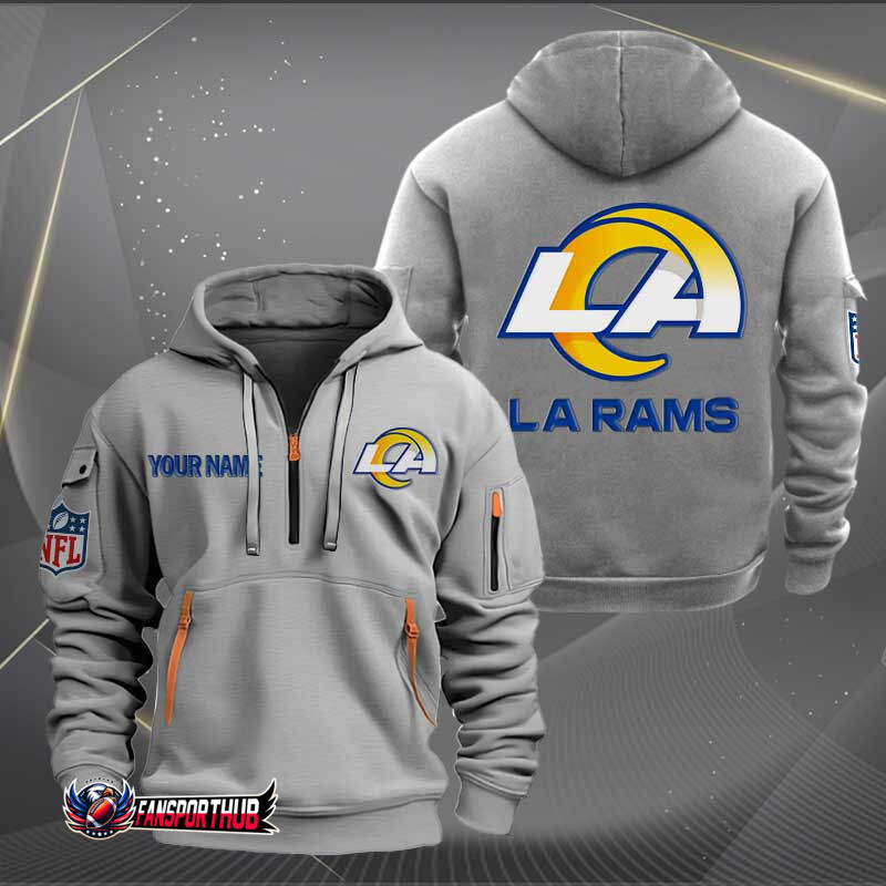 Los Angeles Rams New Personalized Quarter Zip Hoodie AZBTQZH000223 - Famjoys Los Angeles Rams New Personalized Quarter Zip Hoodie AZBTQZH000223 - Famjoys