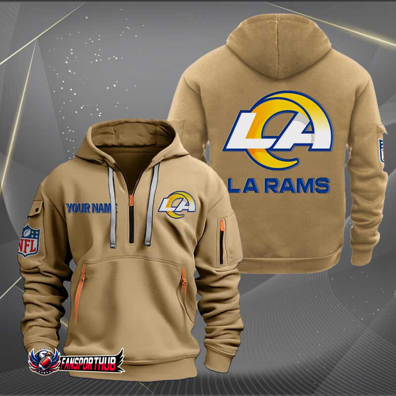 Los Angeles Rams New Personalized Quarter Zip Hoodie AZBTQZH000223 - Famjoys Los Angeles Rams New Personalized Quarter Zip Hoodie AZBTQZH000223 - Famjoys