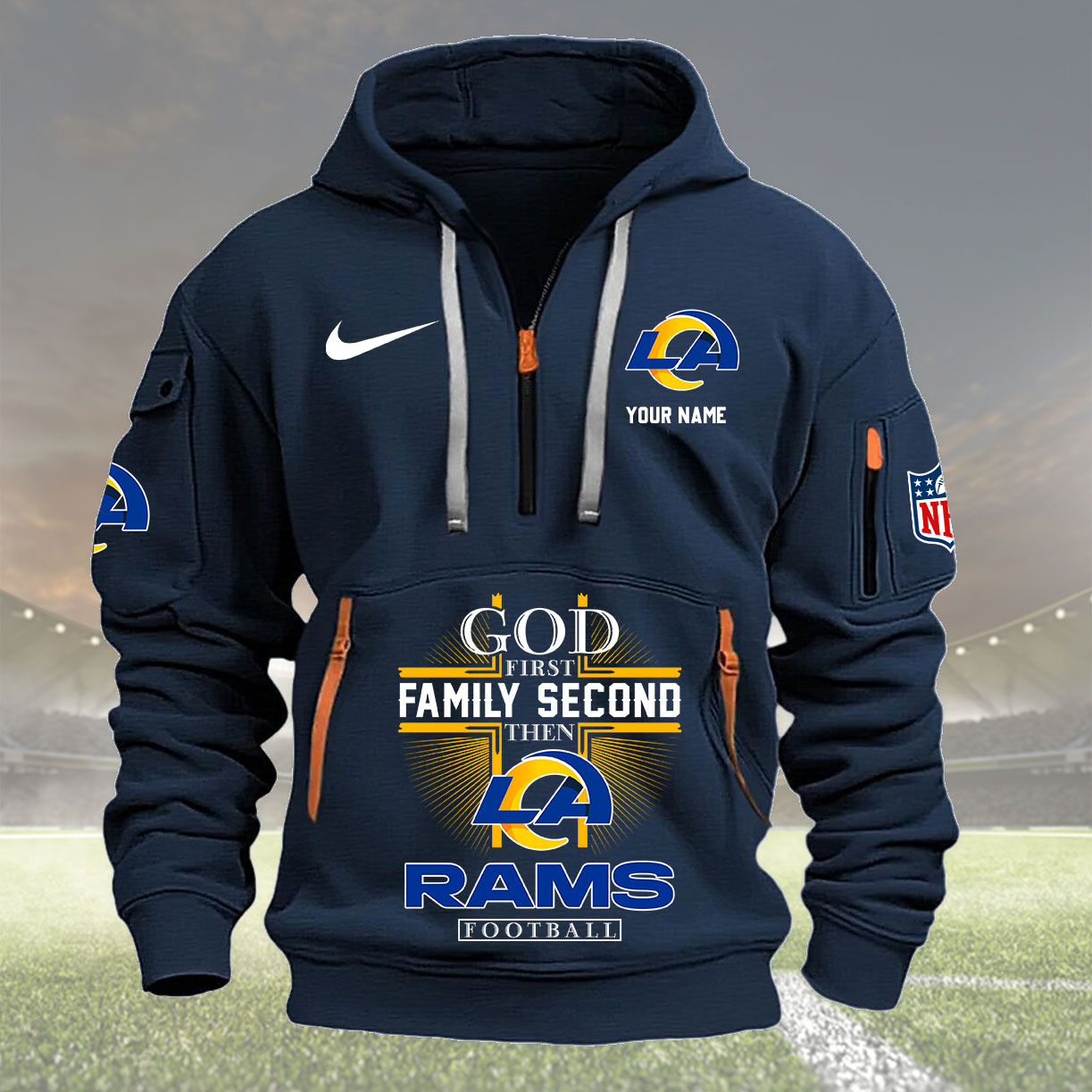 Los Angeles Rams Personalized Quarter Zip Hoodie New Collection AZBTQZH000266 - Famjoys Los Angeles Rams Personalized Quarter Zip Hoodie New Collection AZBTQZH000266 - Famjoys