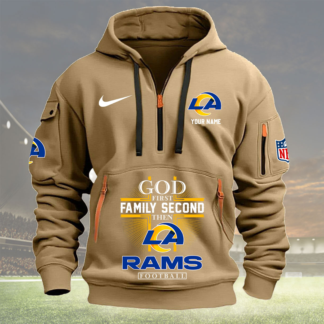 Los Angeles Rams Personalized Quarter Zip Hoodie New Collection AZBTQZH000266 - Famjoys Los Angeles Rams Personalized Quarter Zip Hoodie New Collection AZBTQZH000266 - Famjoys