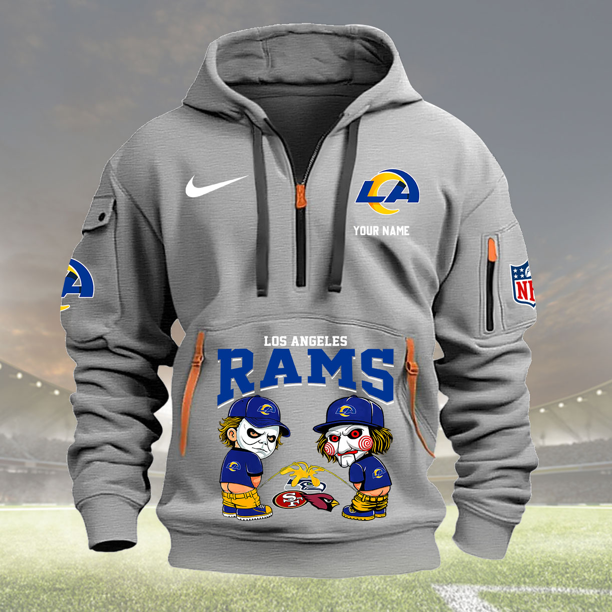 Los Angeles Rams Personalized Quarter Zip Hoodie New Collection AZBTQZH000300 - Famjoys Los Angeles Rams Personalized Quarter Zip Hoodie New Collection AZBTQZH000300 - Famjoys