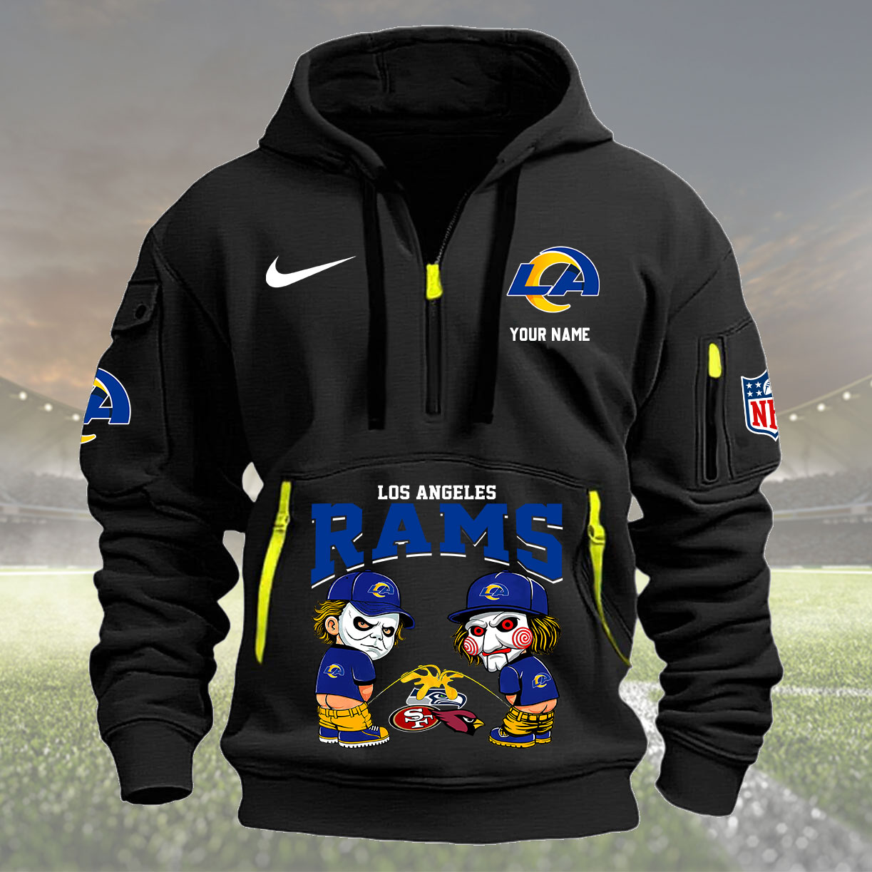 Los Angeles Rams Personalized Quarter Zip Hoodie New Collection AZBTQZH000300 - Famjoys Los Angeles Rams Personalized Quarter Zip Hoodie New Collection AZBTQZH000300 - Famjoys
