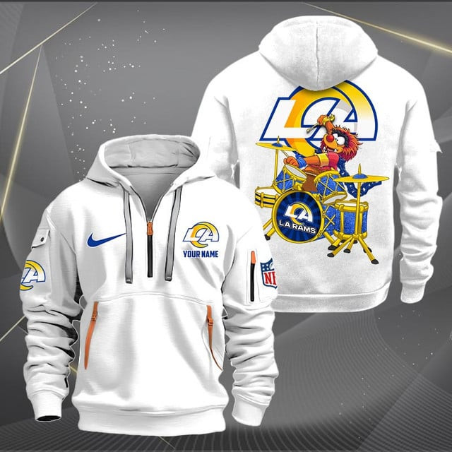 Los Angeles Rams Premium Personalized Quarter Zip Hoodie AZBTCQZH000019 - Famjoys Los Angeles Rams Premium Personalized Quarter Zip Hoodie AZBTCQZH000019 - Famjoys