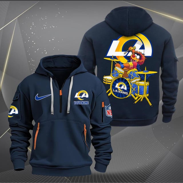 Los Angeles Rams Premium Personalized Quarter Zip Hoodie AZBTCQZH000019 - Famjoys Los Angeles Rams Premium Personalized Quarter Zip Hoodie AZBTCQZH000019 - Famjoys