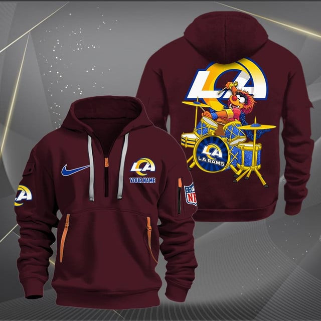 Los Angeles Rams Premium Personalized Quarter Zip Hoodie AZBTCQZH000019 - Famjoys Los Angeles Rams Premium Personalized Quarter Zip Hoodie AZBTCQZH000019 - Famjoys