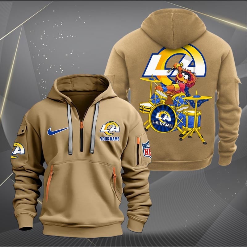 Los Angeles Rams Premium Personalized Quarter Zip Hoodie AZBTCQZH000019 - Famjoys Los Angeles Rams Premium Personalized Quarter Zip Hoodie AZBTCQZH000019 - Famjoys
