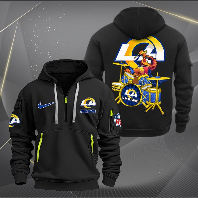 Los Angeles Rams Premium Personalized Quarter Zip Hoodie AZBTCQZH000019 - Famjoys Los Angeles Rams Premium Personalized Quarter Zip Hoodie AZBTCQZH000019 - Famjoys