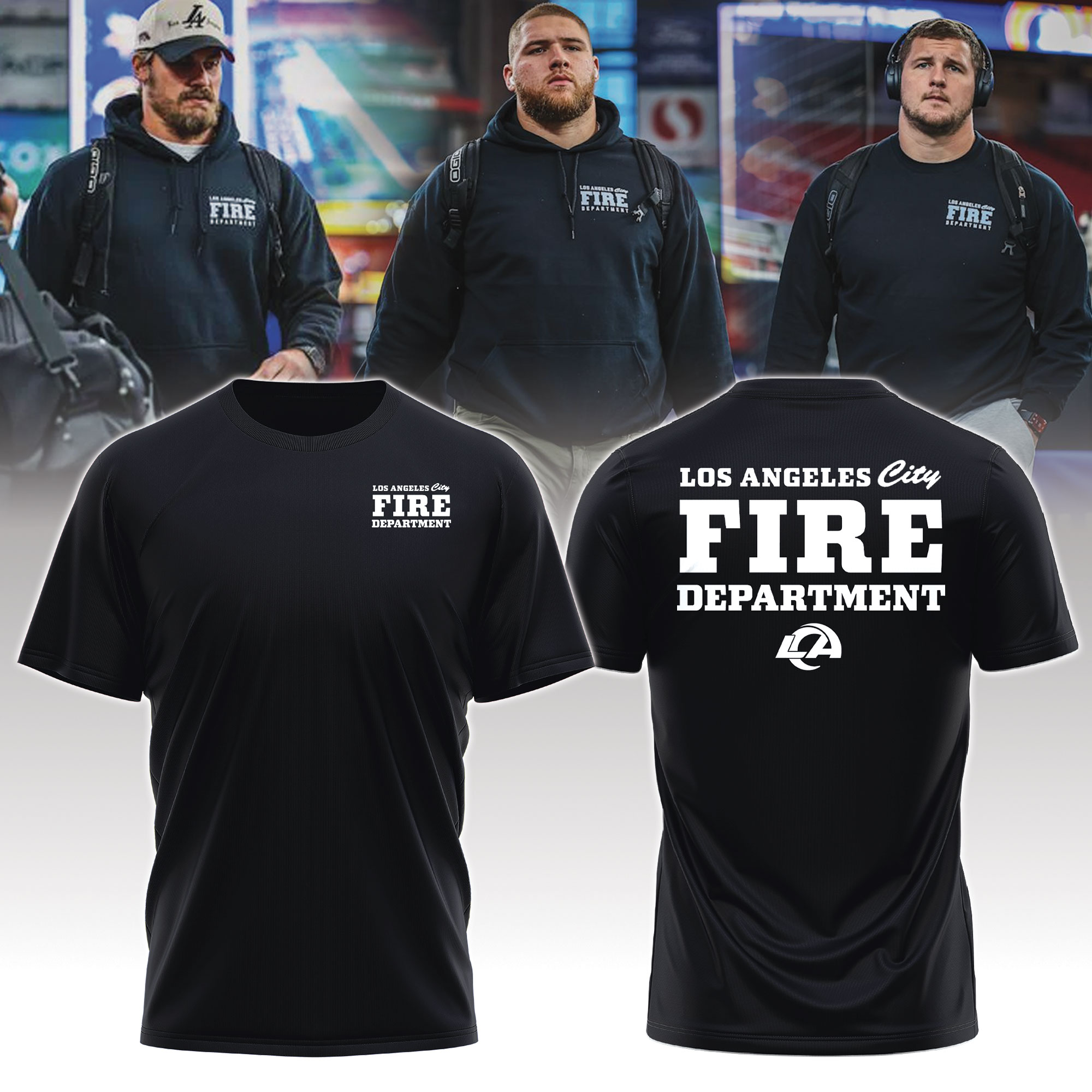 Los Angeles Rams x LA City Fire Departt Tshirt 2025 - Famjoys Los Angeles Rams x LA City Fire Departt Tshirt 2025 - Famjoys