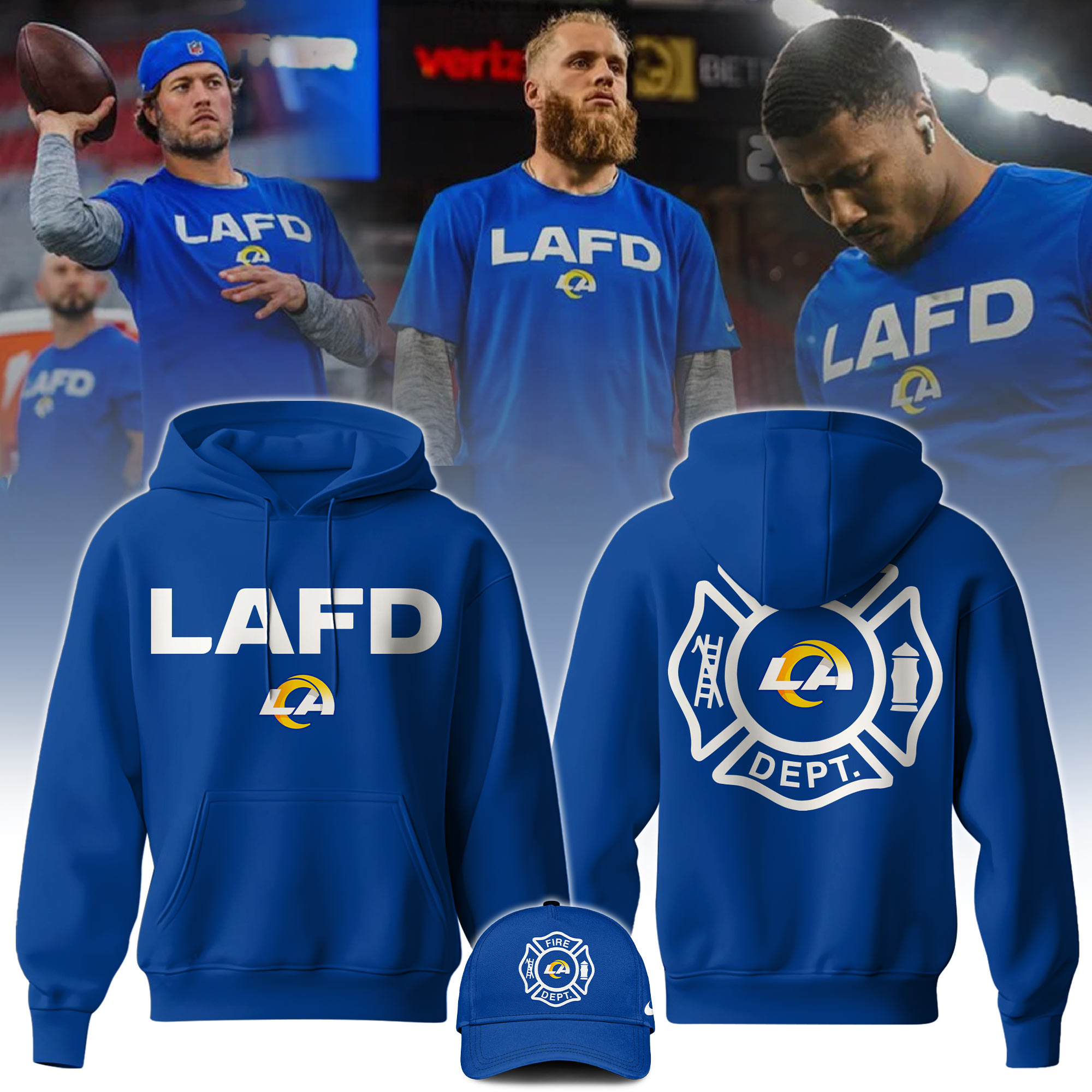 Los Angeles Rams x Los Angeles Fire Departt Hoodie 2025 - Famjoys Los Angeles Rams x Los Angeles Fire Departt Hoodie 2025 - Famjoys