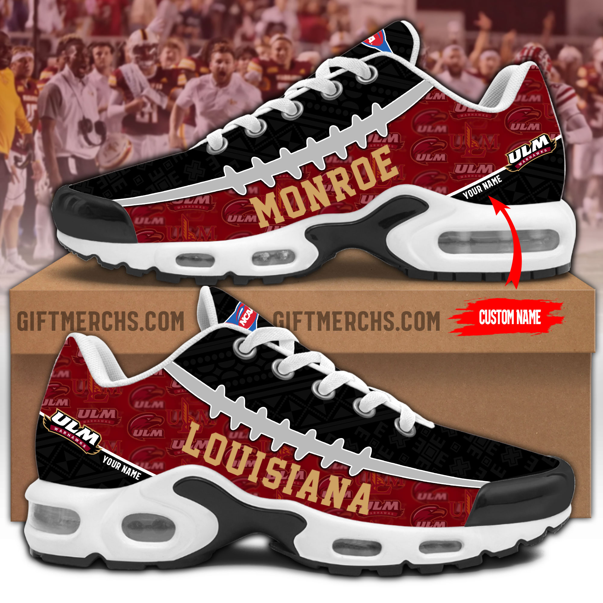 Louisiana Monroe Warhawks Personalized Shoes