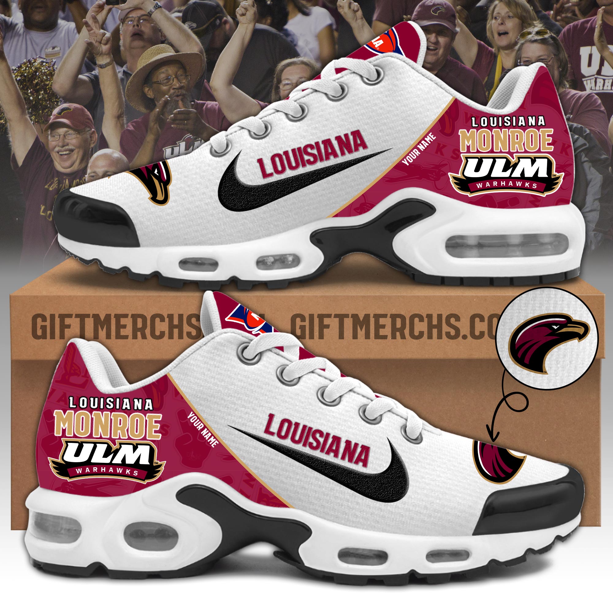 Louisiana Monroe Warhawks Personalized Shoes - Famjoys Louisiana Monroe Warhawks Personalized Shoes - Famjoys