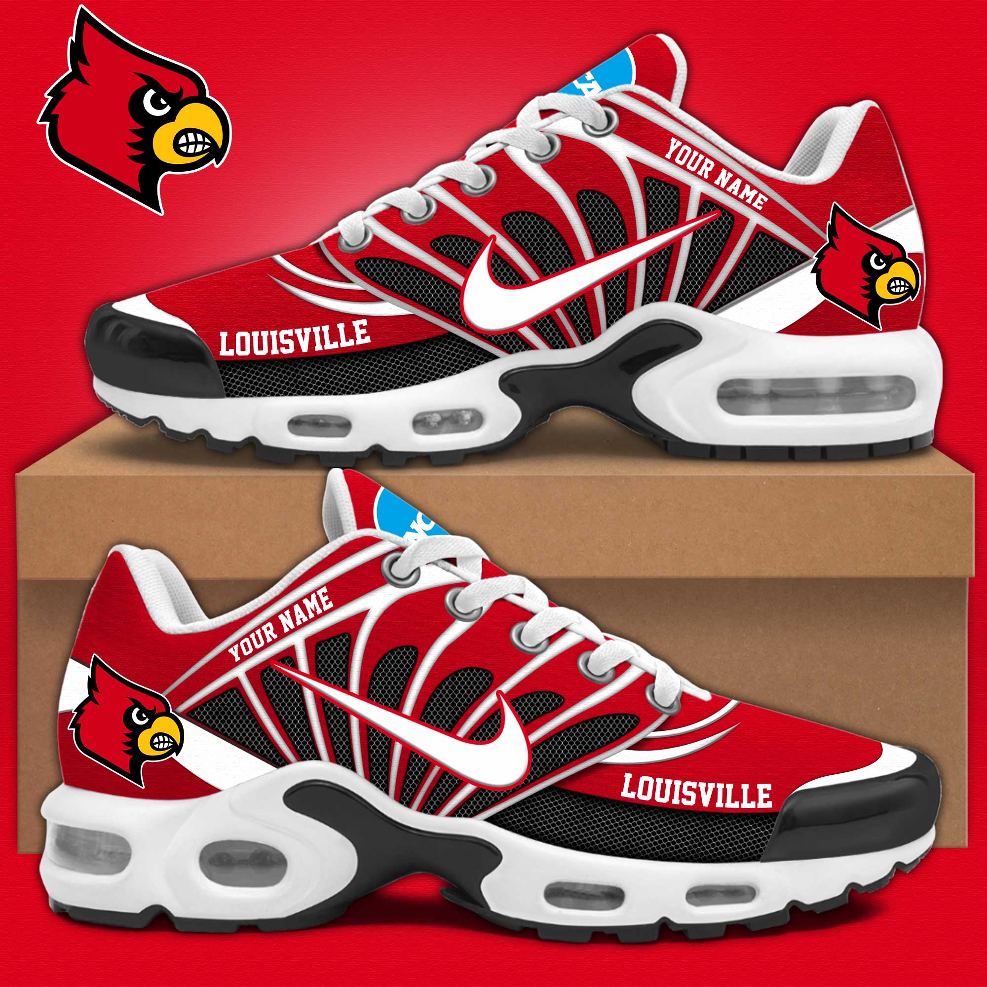 Louisville Cardinals Air Max Plus Sneakers - Famjoys Louisville Cardinals Air Max Plus Sneakers - Famjoys