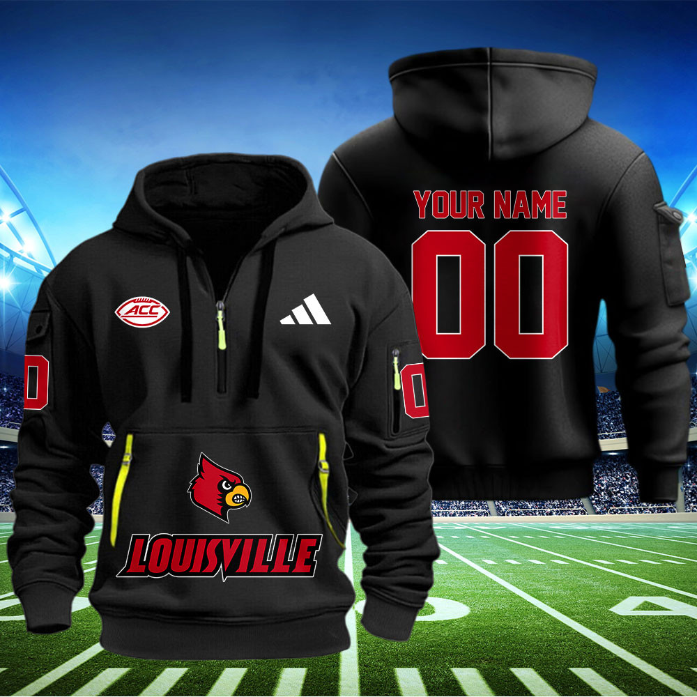 Louisville Cardinals Football Quarter Zip Hoodie - Famjoys Louisville Cardinals Football Quarter Zip Hoodie - Famjoys