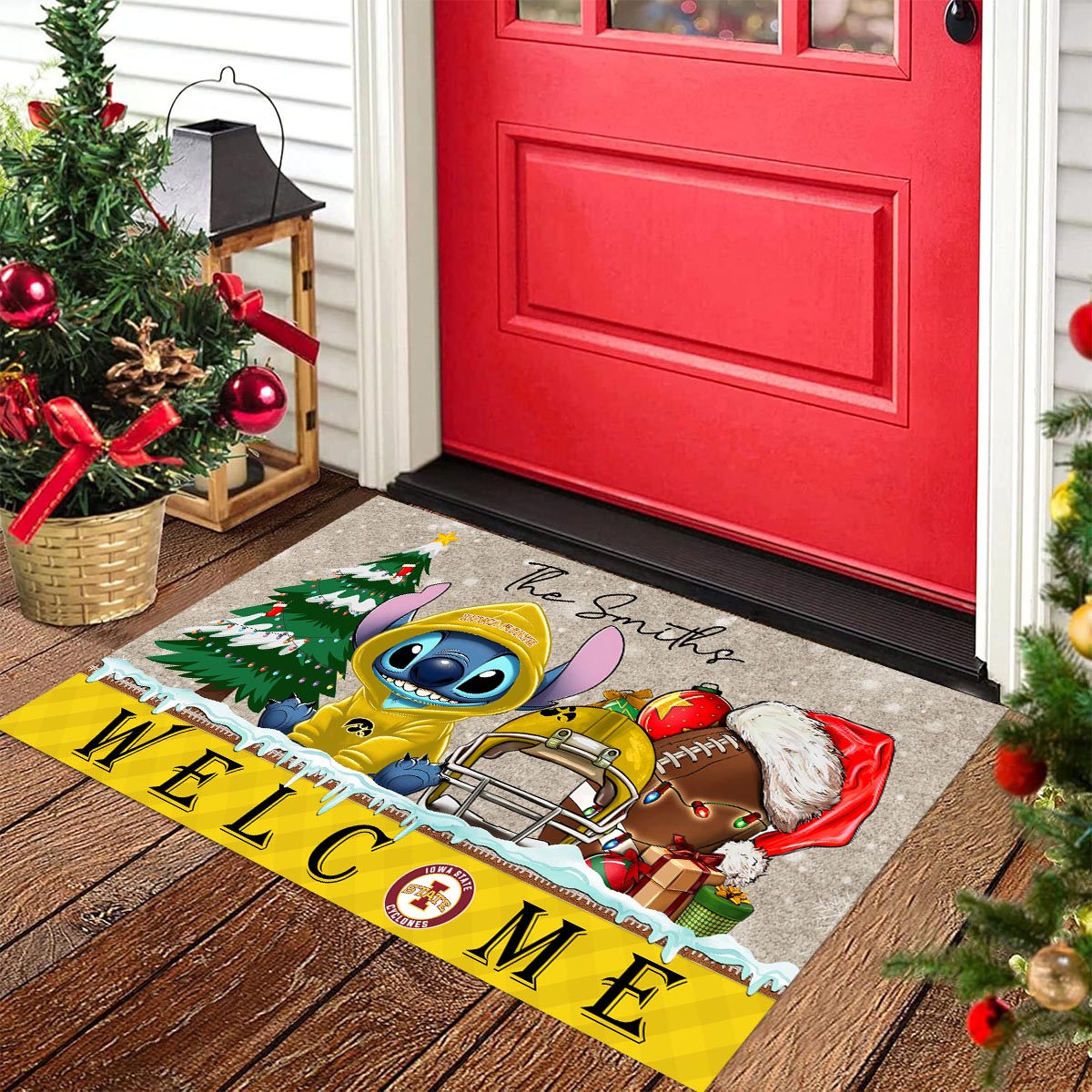 lowa State Cyclones Cute Stitch Christmas Doormat - Famjoys lowa State Cyclones Cute Stitch Christmas Doormat - Famjoys