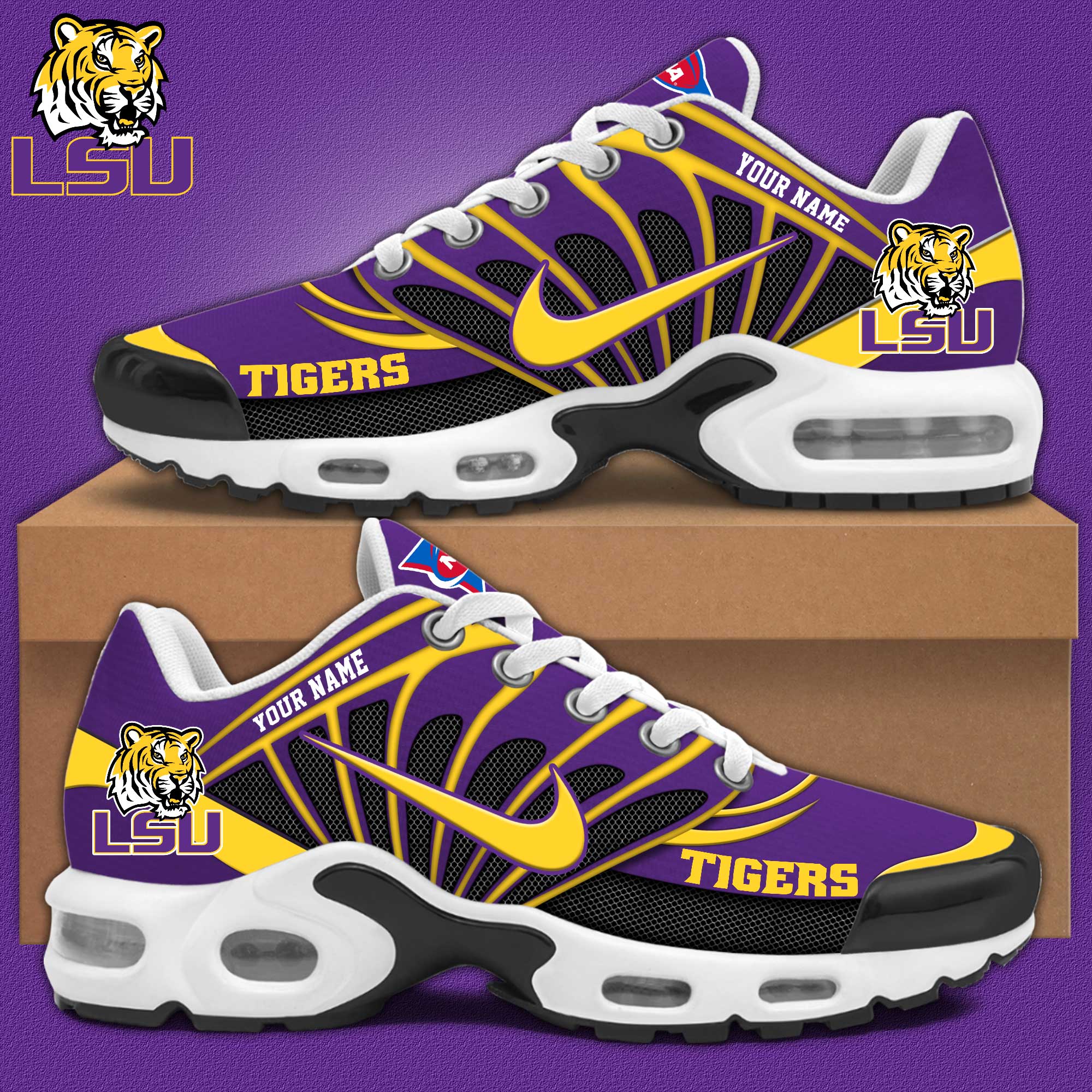 LSU Tigers Air Max Plus Sneakers - Famjoys LSU Tigers Air Max Plus Sneakers - Famjoys