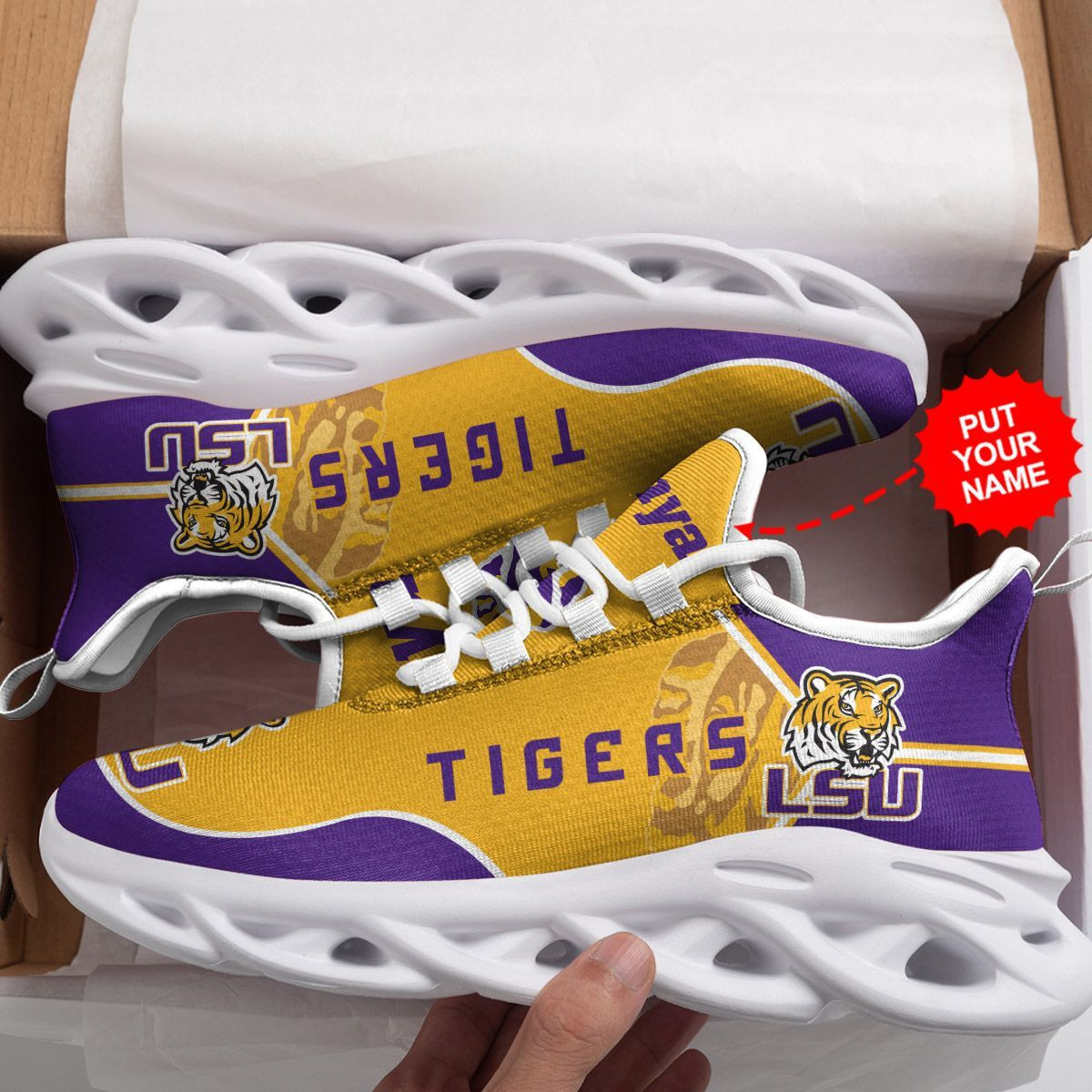 LSU Tigers Custom Personalized Max Soul Sneakers Shoes - Famjoys LSU Tigers Custom Personalized Max Soul Sneakers Shoes - Famjoys
