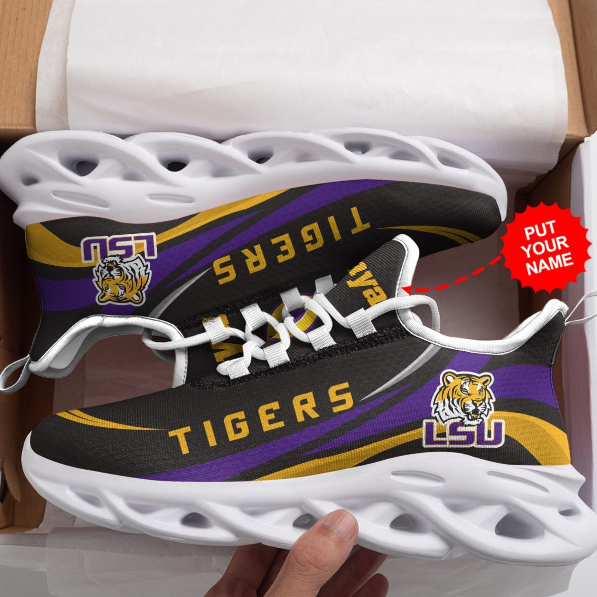 LSU Tigers Custom Personalized Max Soul Sneakers Shoes - Famjoys LSU Tigers Custom Personalized Max Soul Sneakers Shoes - Famjoys