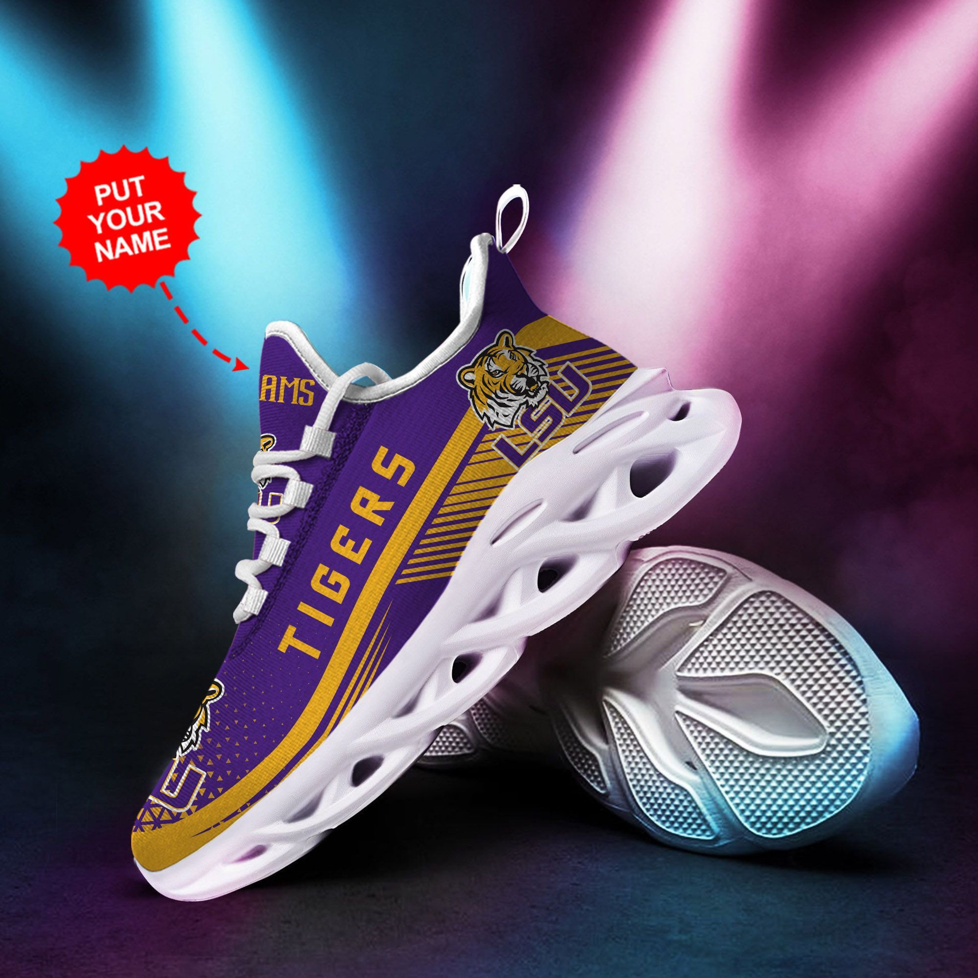 LSU Tigers Custom Personalized Max Soul Sneakers Shoes - Famjoys LSU Tigers Custom Personalized Max Soul Sneakers Shoes - Famjoys