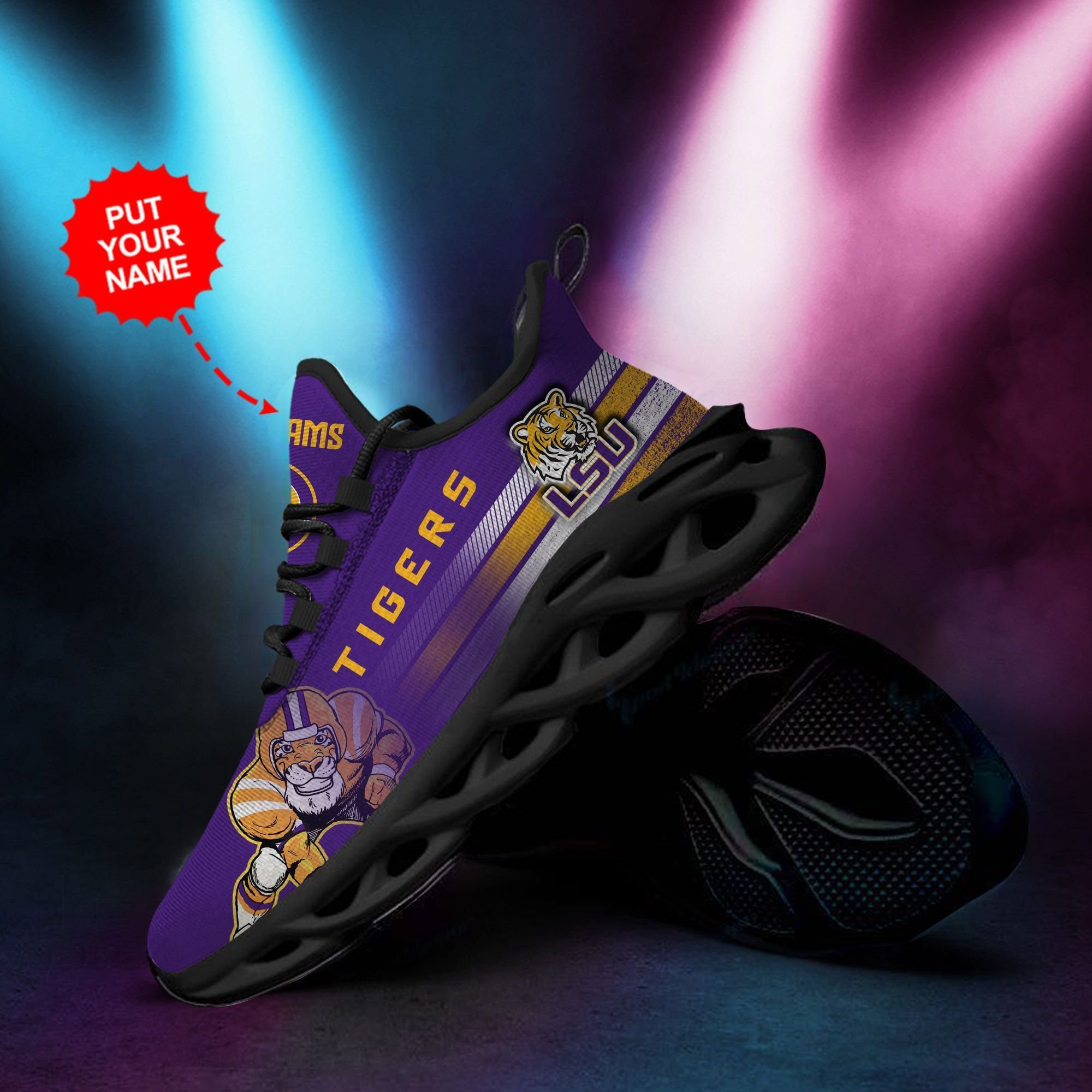 LSU Tigers Custom Personalized Max Soul Sneakers Shoes - Famjoys LSU Tigers Custom Personalized Max Soul Sneakers Shoes - Famjoys