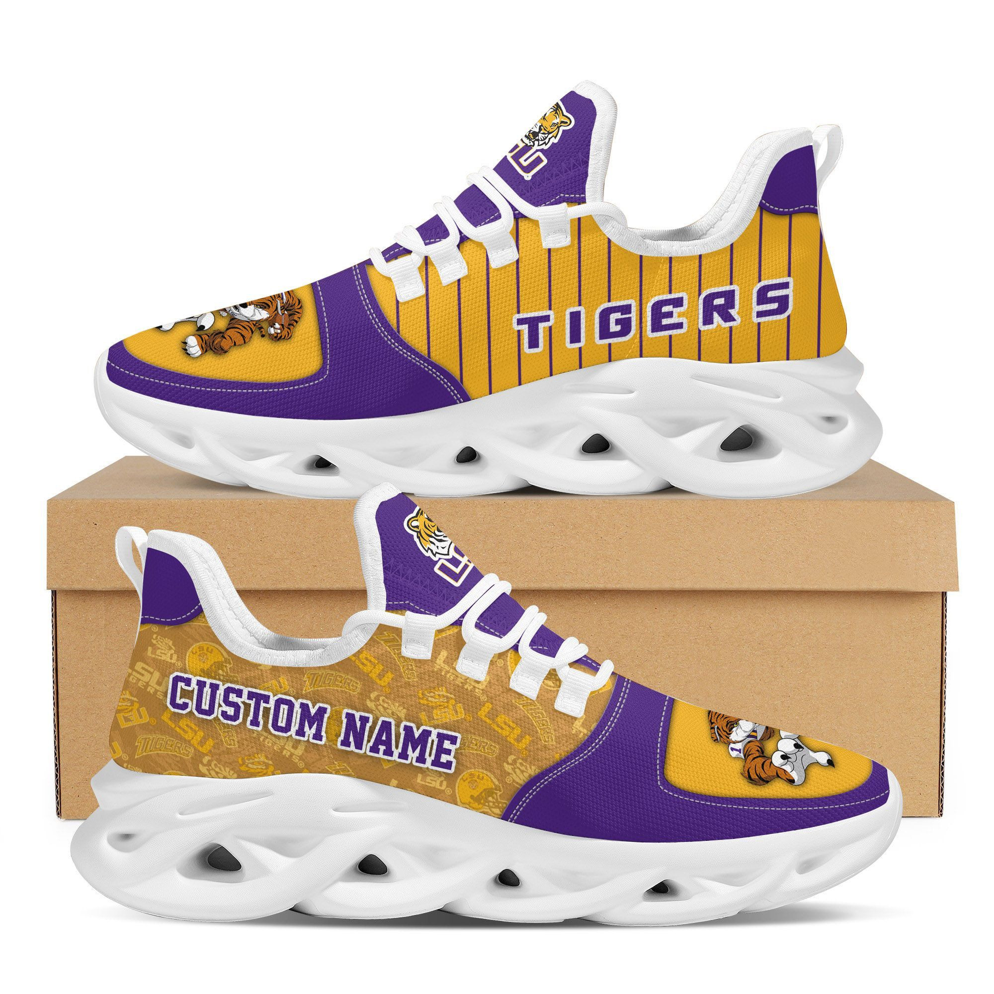 LSU Tigers Custom Personalized Max Soul Sneakers Shoes Louisiana State University - Famjoys LSU Tigers Custom Personalized Max Soul Sneakers Shoes Louisiana State University - Famjoys
