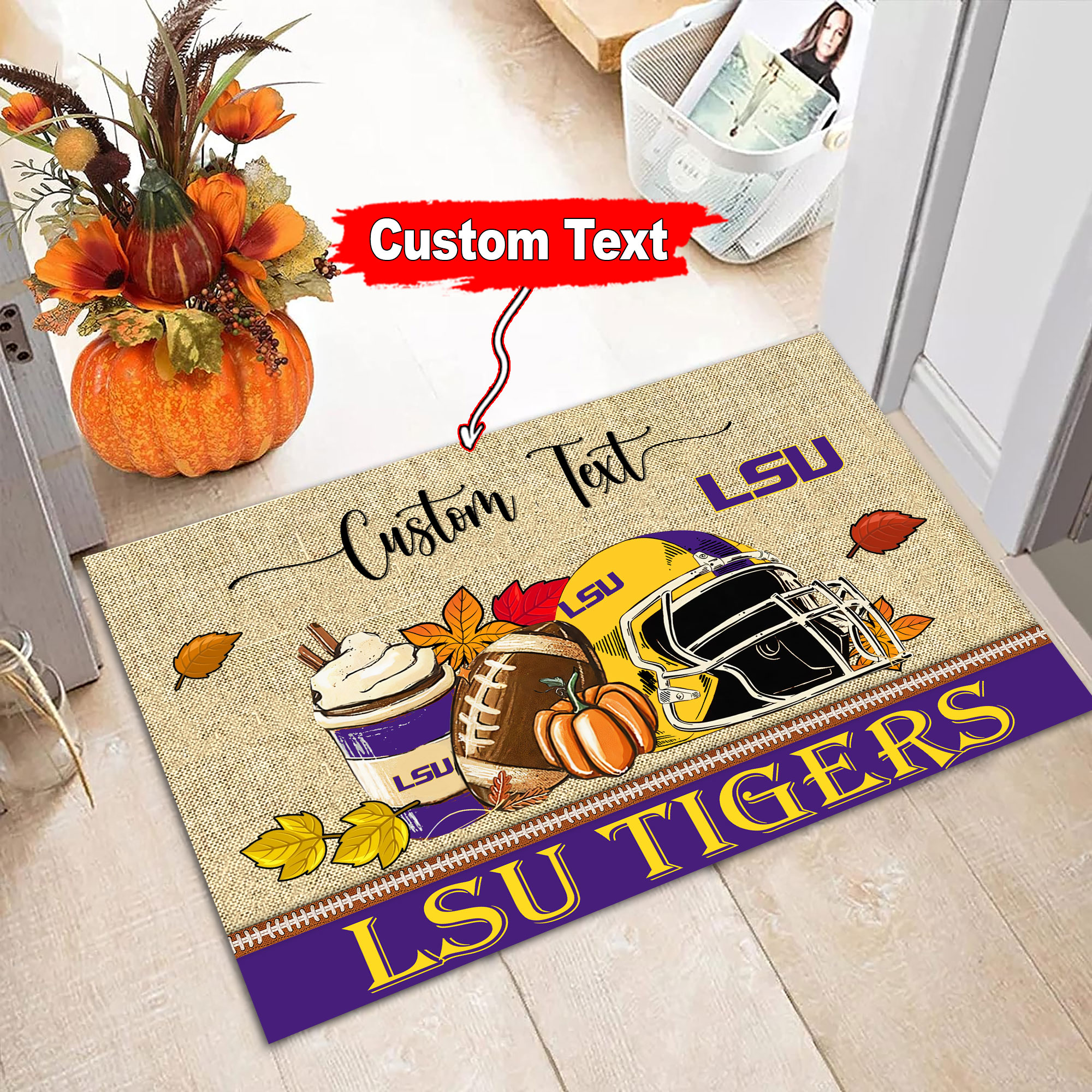 LSU Tigers Fall Football Custom Doormat - Famjoys LSU Tigers Fall Football Custom Doormat - Famjoys