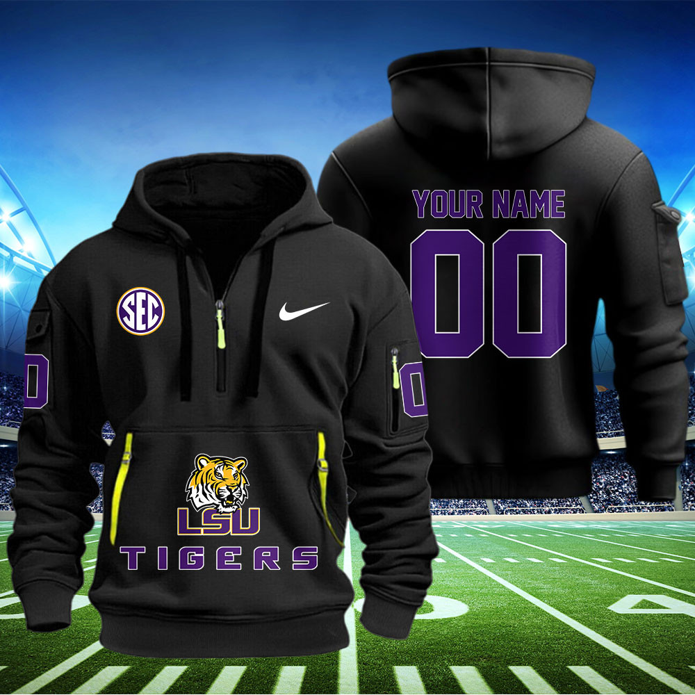 LSU TIGERS Football Quarter Zip Hoodie - Famjoys LSU TIGERS Football Quarter Zip Hoodie - Famjoys