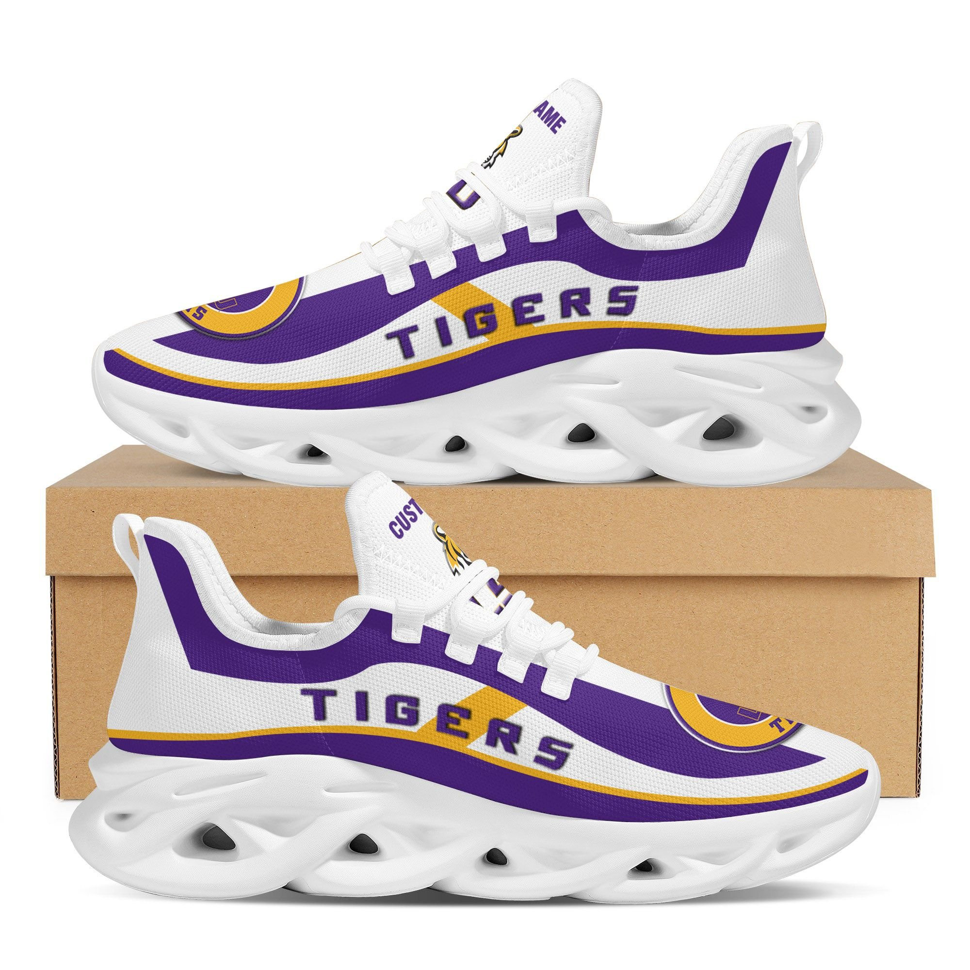 LSU Tigers Football Team Custom Personalized With Name Max Soul Sneakers Shoes - Famjoys LSU Tigers Football Team Custom Personalized With Name Max Soul Sneakers Shoes - Famjoys