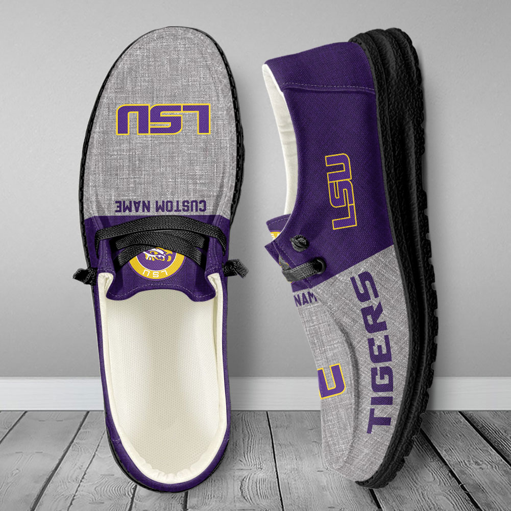 LSU Tigers Personalized Hey Dude Shoes - Famjoys LSU Tigers Personalized Hey Dude Shoes - Famjoys