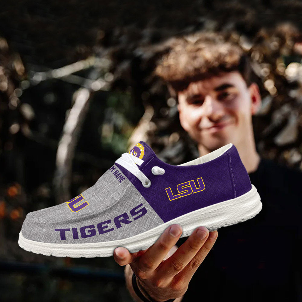 LSU Tigers Personalized Hey Dude Shoes - Famjoys LSU Tigers Personalized Hey Dude Shoes - Famjoys