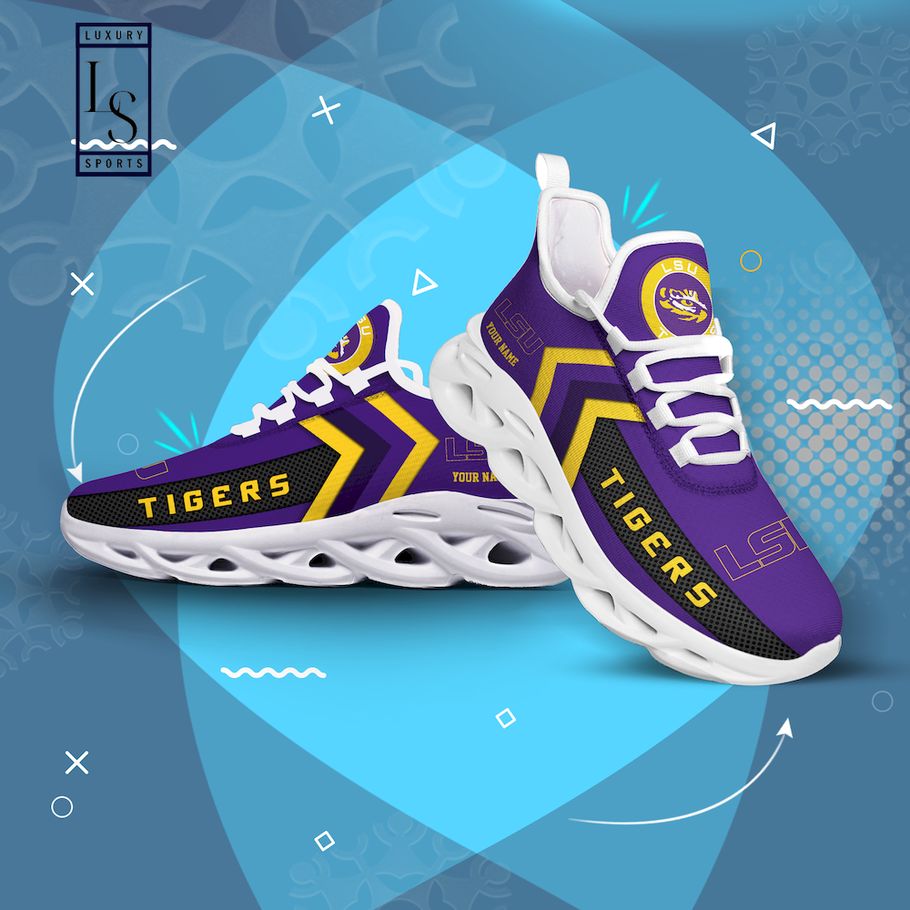 LSU Tigers Personalized Max Soul Shoes - Famjoys LSU Tigers Personalized Max Soul Shoes - Famjoys