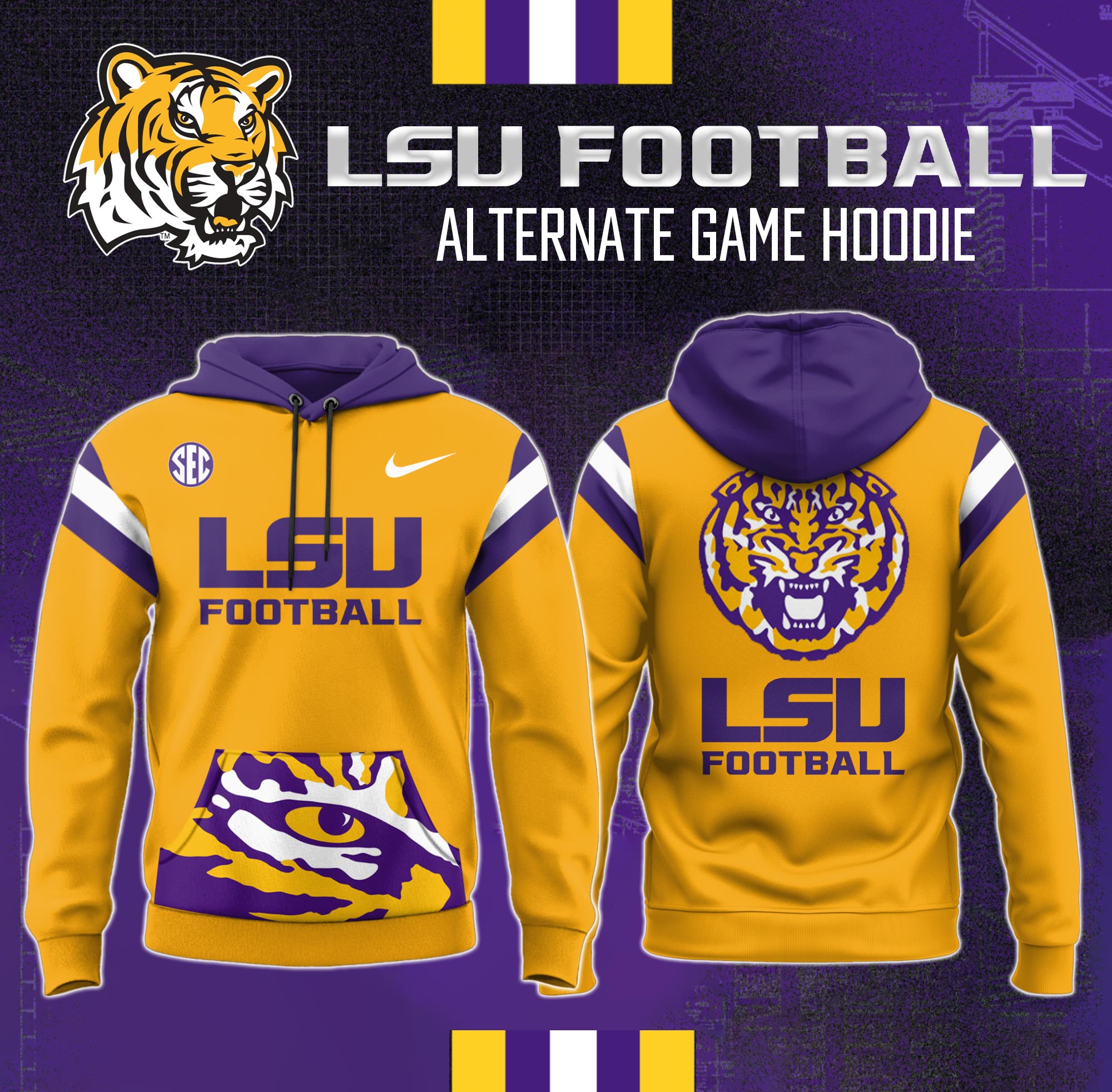 LSU Tigers Yellow Jersey Hoodie Special Edition - Famjoys LSU Tigers Yellow Jersey Hoodie Special Edition - Famjoys