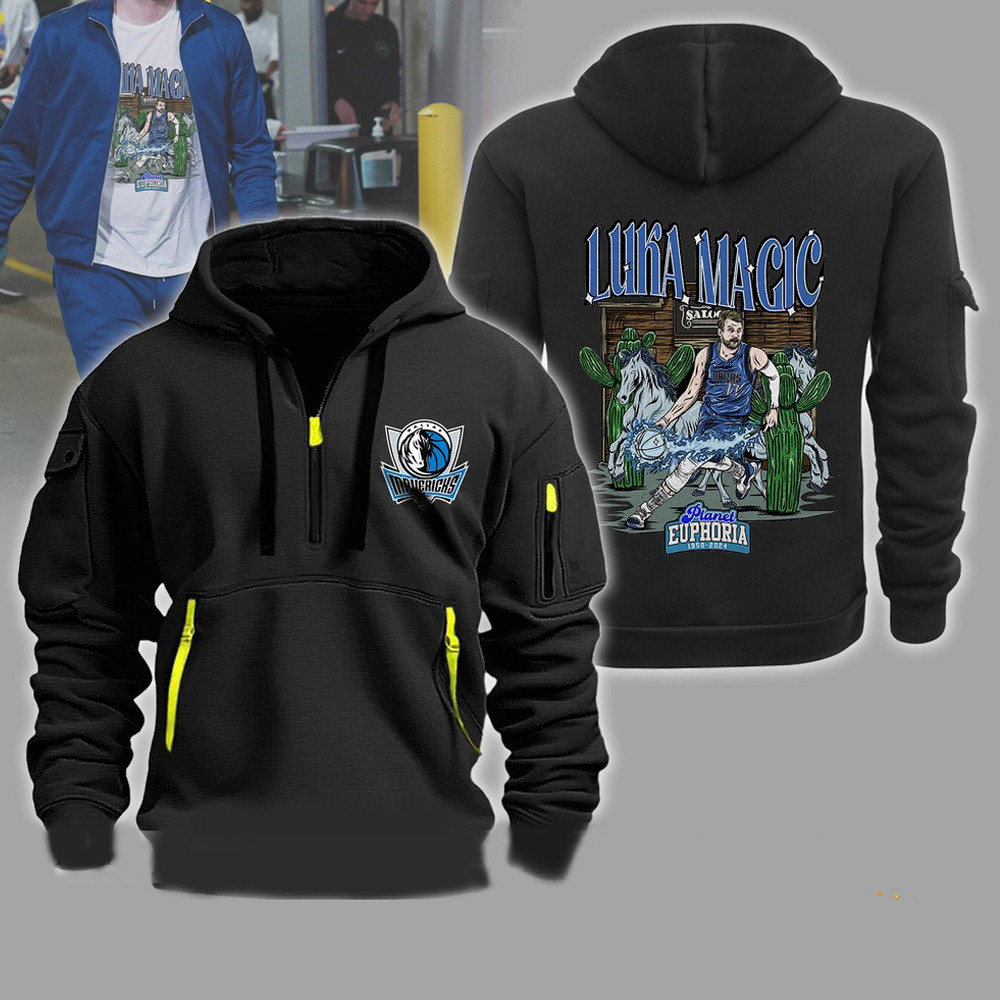 Luka Doncic Dallas Mavericks 2024 Quarter Half Zip Hoodie NBA Western Conference Champions - Famjoys Luka Doncic Dallas Mavericks 2024 Quarter Half Zip Hoodie NBA Western Conference Champions - Famjoys
