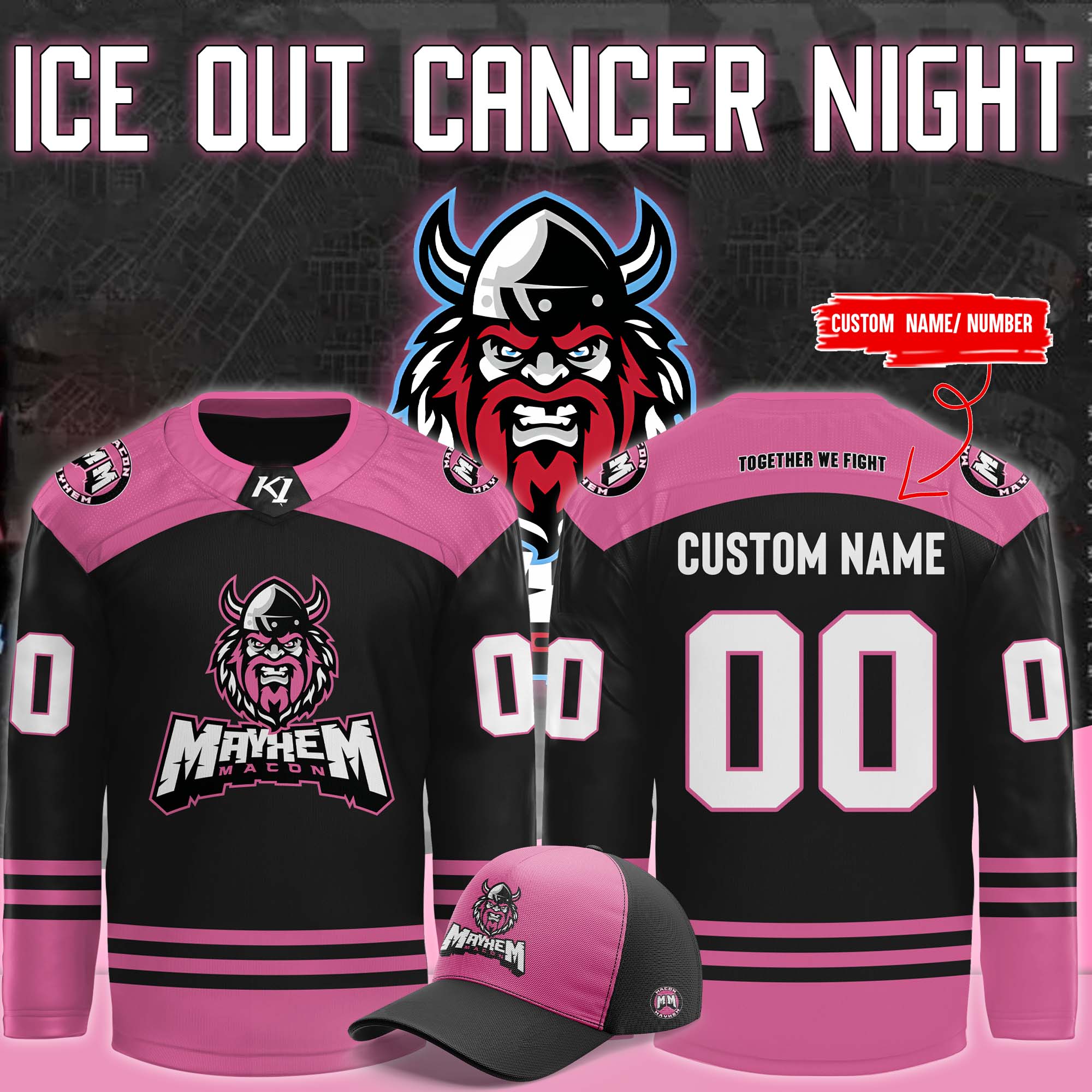 Macon Mayhem x Ice Out Cancer Night Jersey - Famjoys Macon Mayhem x Ice Out Cancer Night Jersey - Famjoys