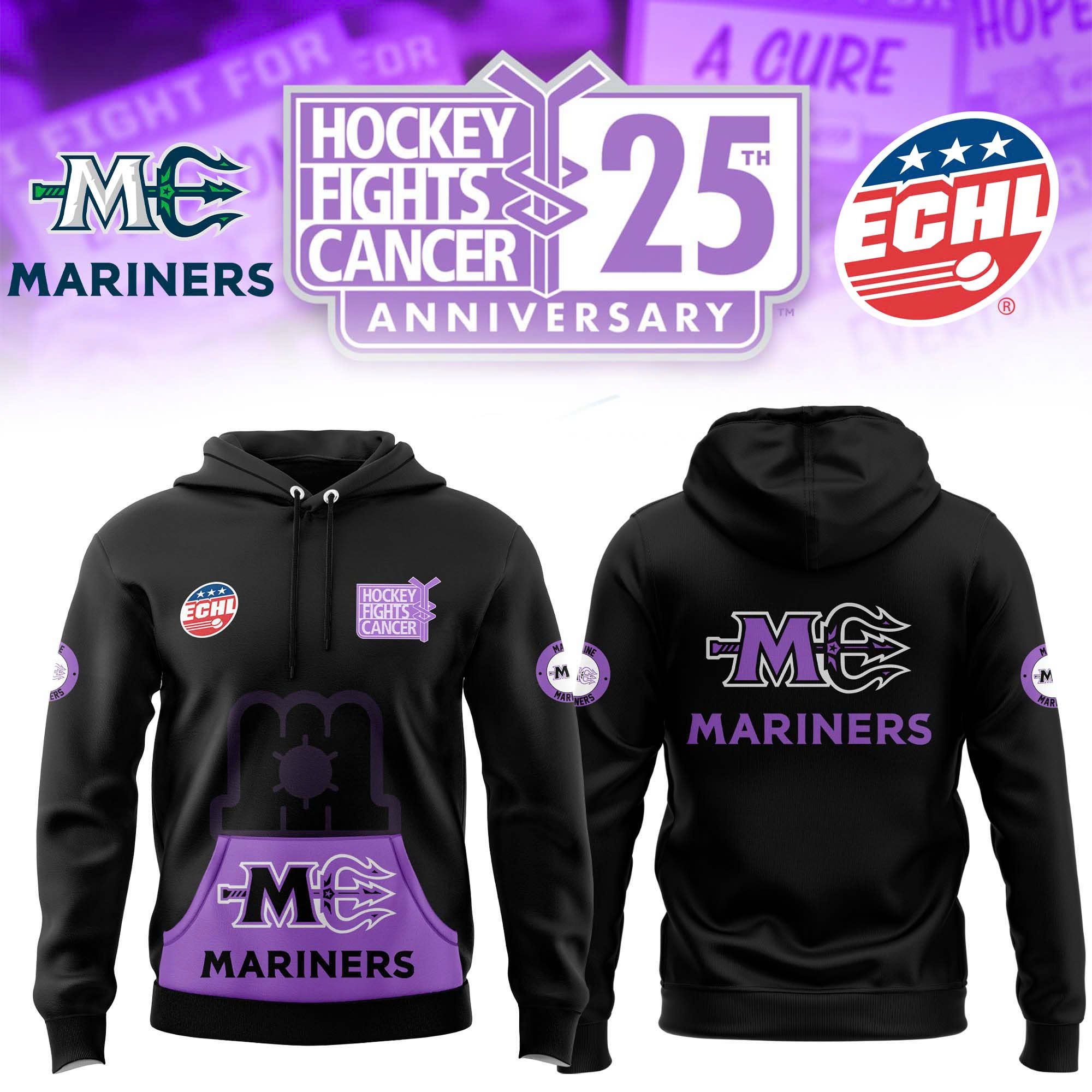 Maine Mariners Hockey Fight Cancer Hoodie - Famjoys Maine Mariners Hockey Fight Cancer Hoodie - Famjoys