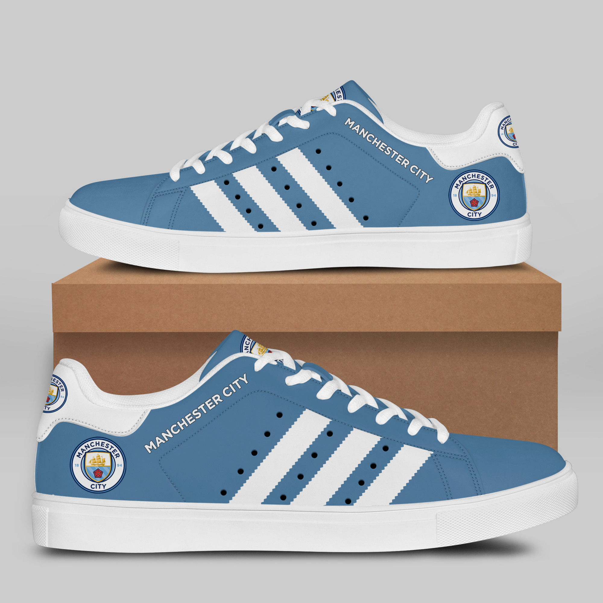 Man City Stn Smith Shoes Ver 1 - Famjoys Man City Stn Smith Shoes Ver 1 - Famjoys