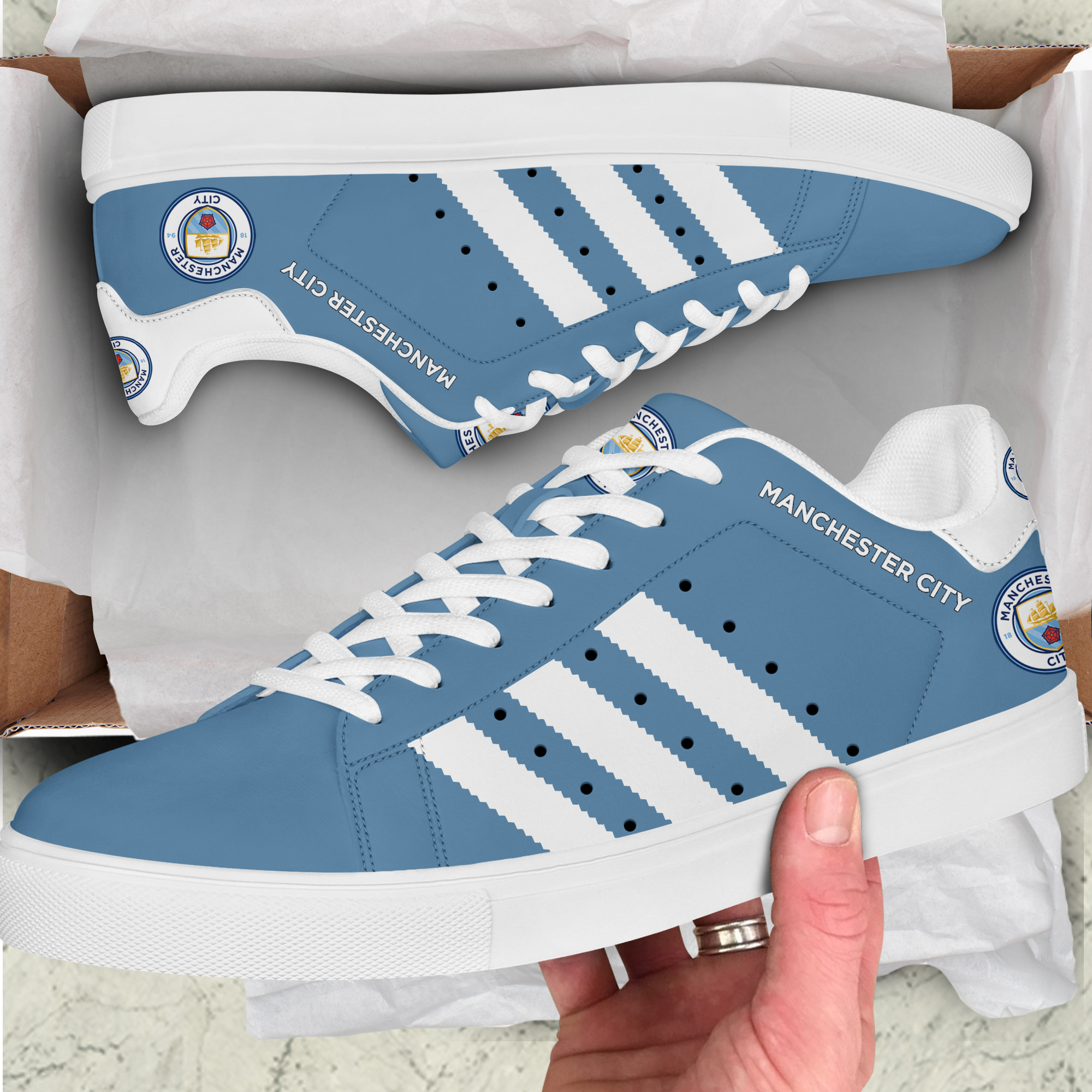 Man City Stn Smith Shoes Ver 1 - Famjoys Man City Stn Smith Shoes Ver 1 - Famjoys