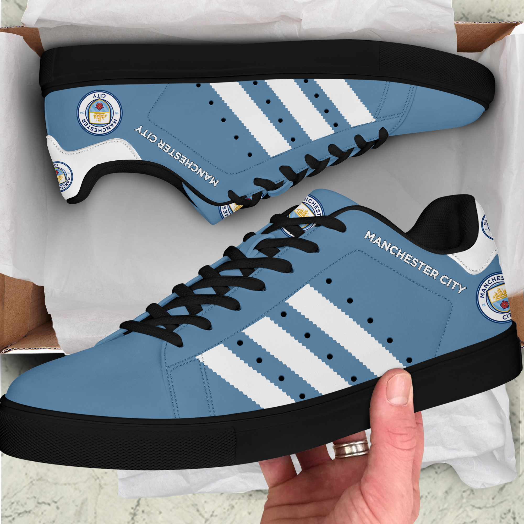 Man City Stn Smith Shoes Ver 1 - Famjoys Man City Stn Smith Shoes Ver 1 - Famjoys