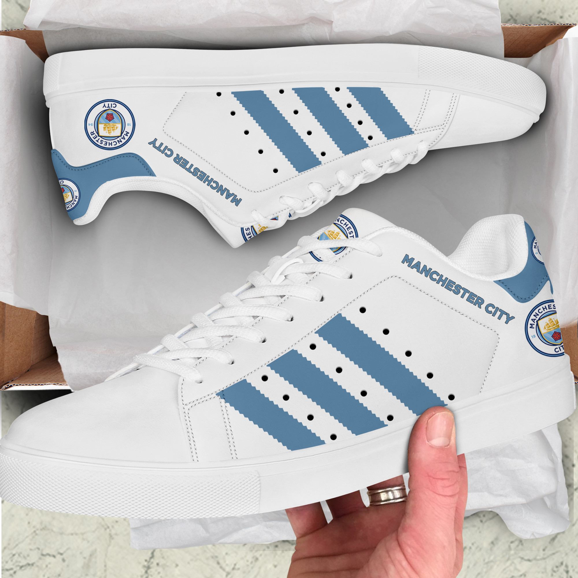 Man City Stn Smith Shoes Ver 2 - Famjoys Man City Stn Smith Shoes Ver 2 - Famjoys